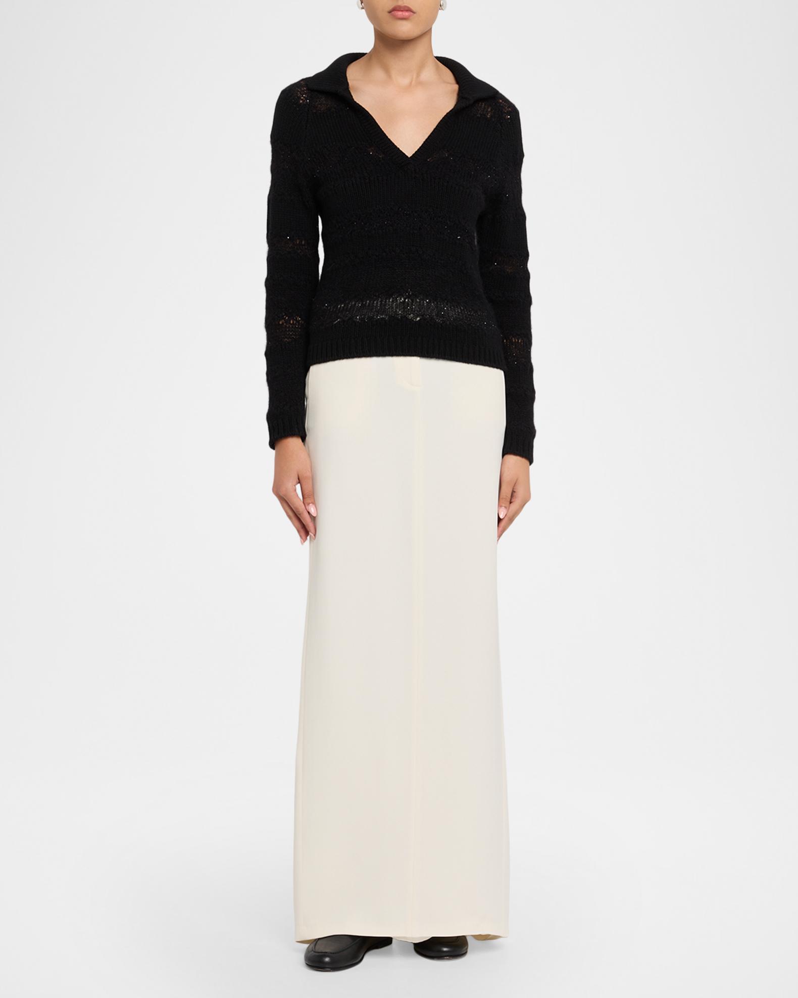 FABIANA FILIPPI 長袖カットソー ホワイト Fabiana Filippi Sequin Striped Knit Sweater | Neiman Marcus