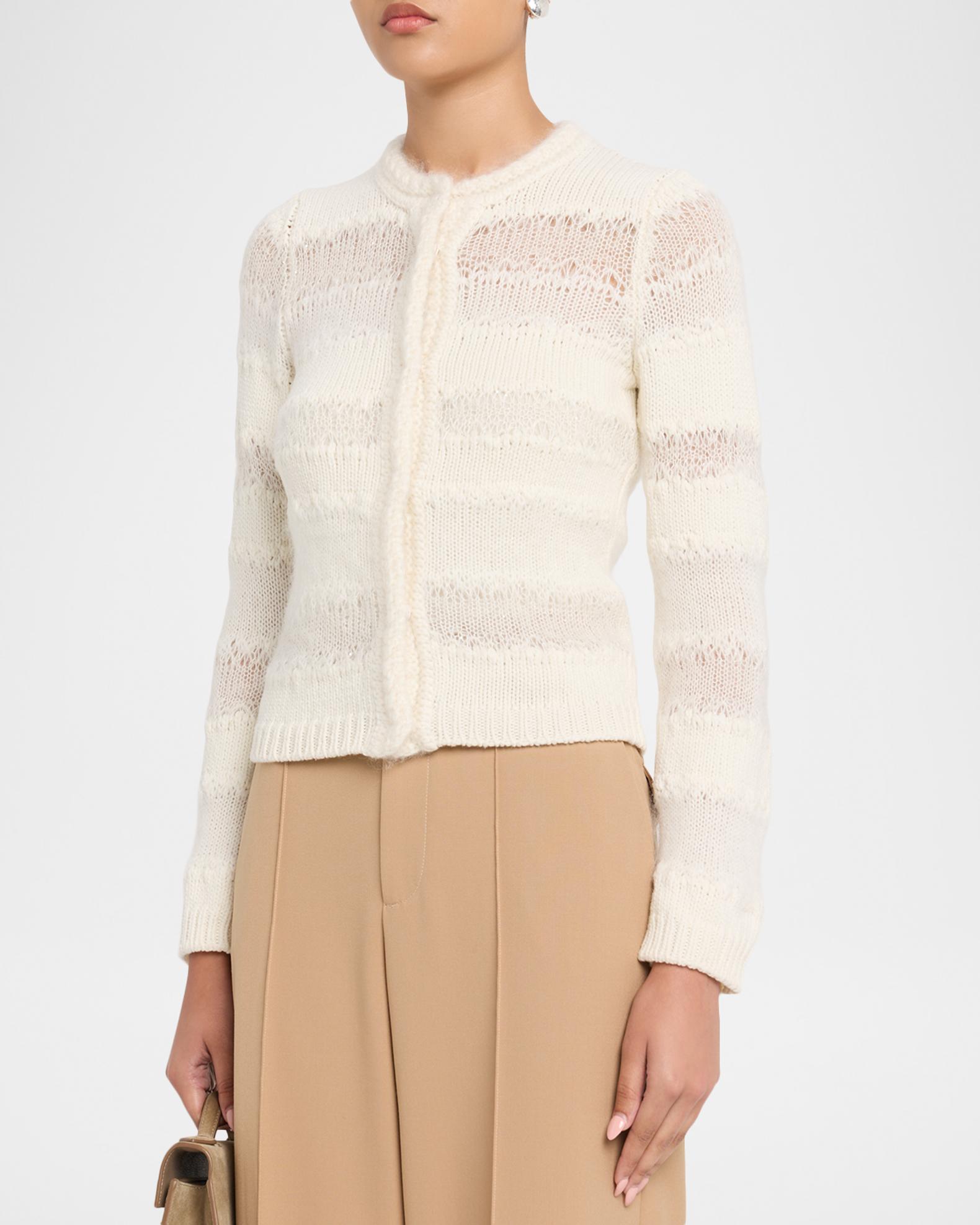 Fabiana Filippi Mohair-Blend Openwork Pointelle Cardigan | Neiman