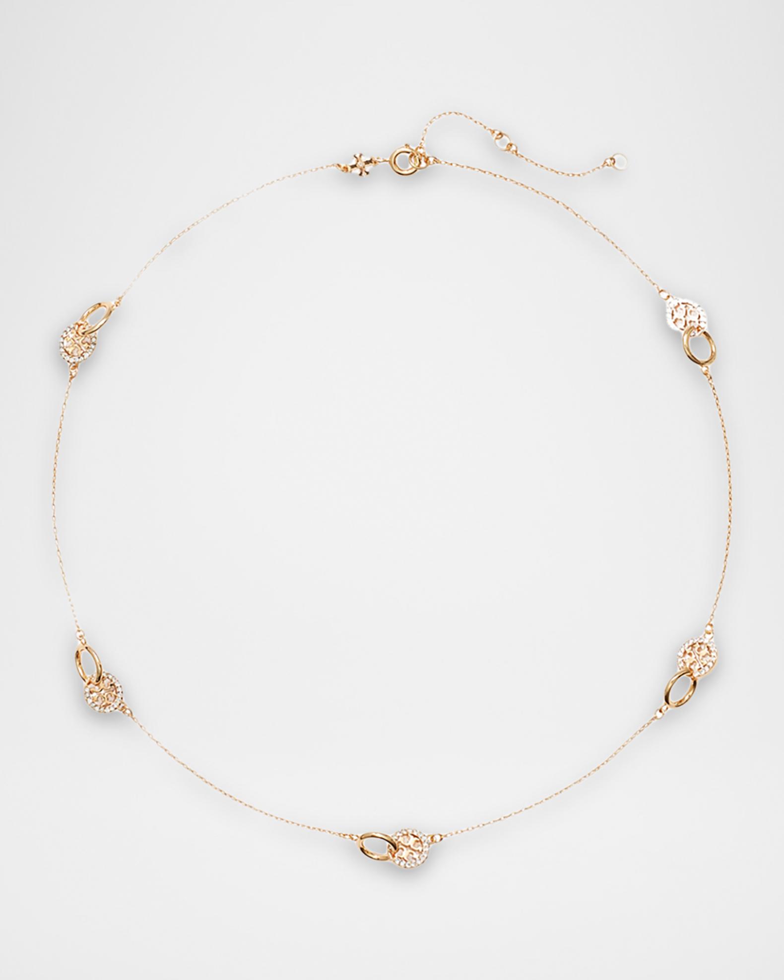 Tory Burch Icon Pave Interlocking Necklace | Neiman Marcus