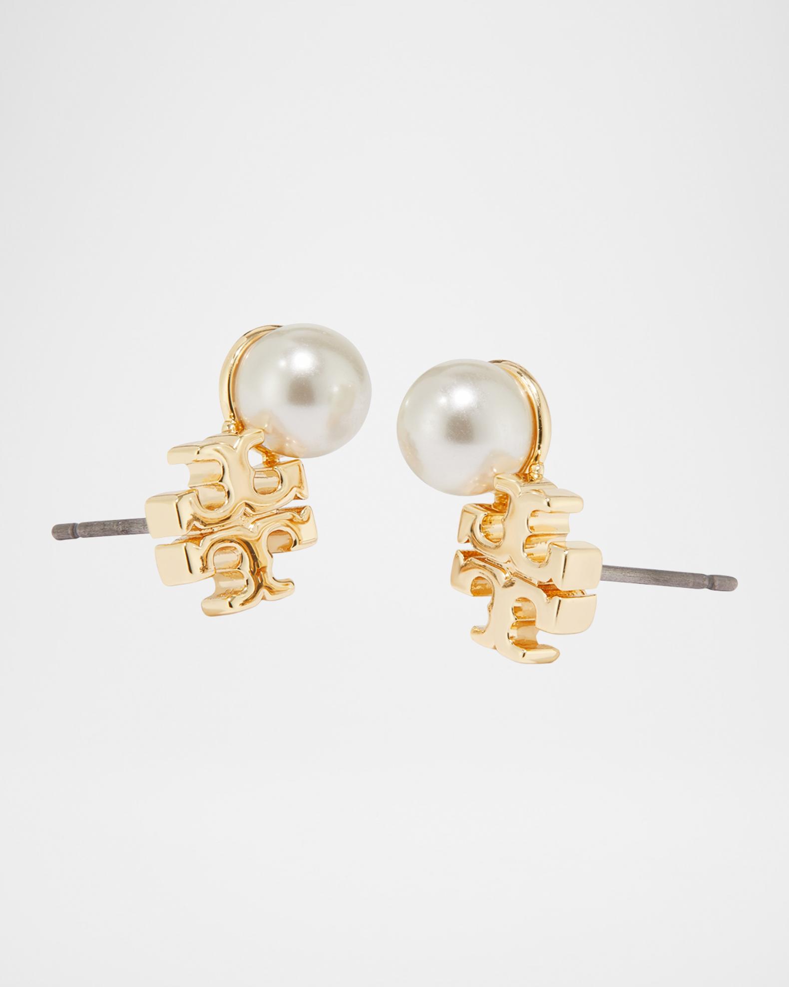 TORY BURCH Double T Logo Pearl Accent Hair Clip Tory Burch Earrings Gold Plated Dangle Drop Pearl Strawberry  main image 2