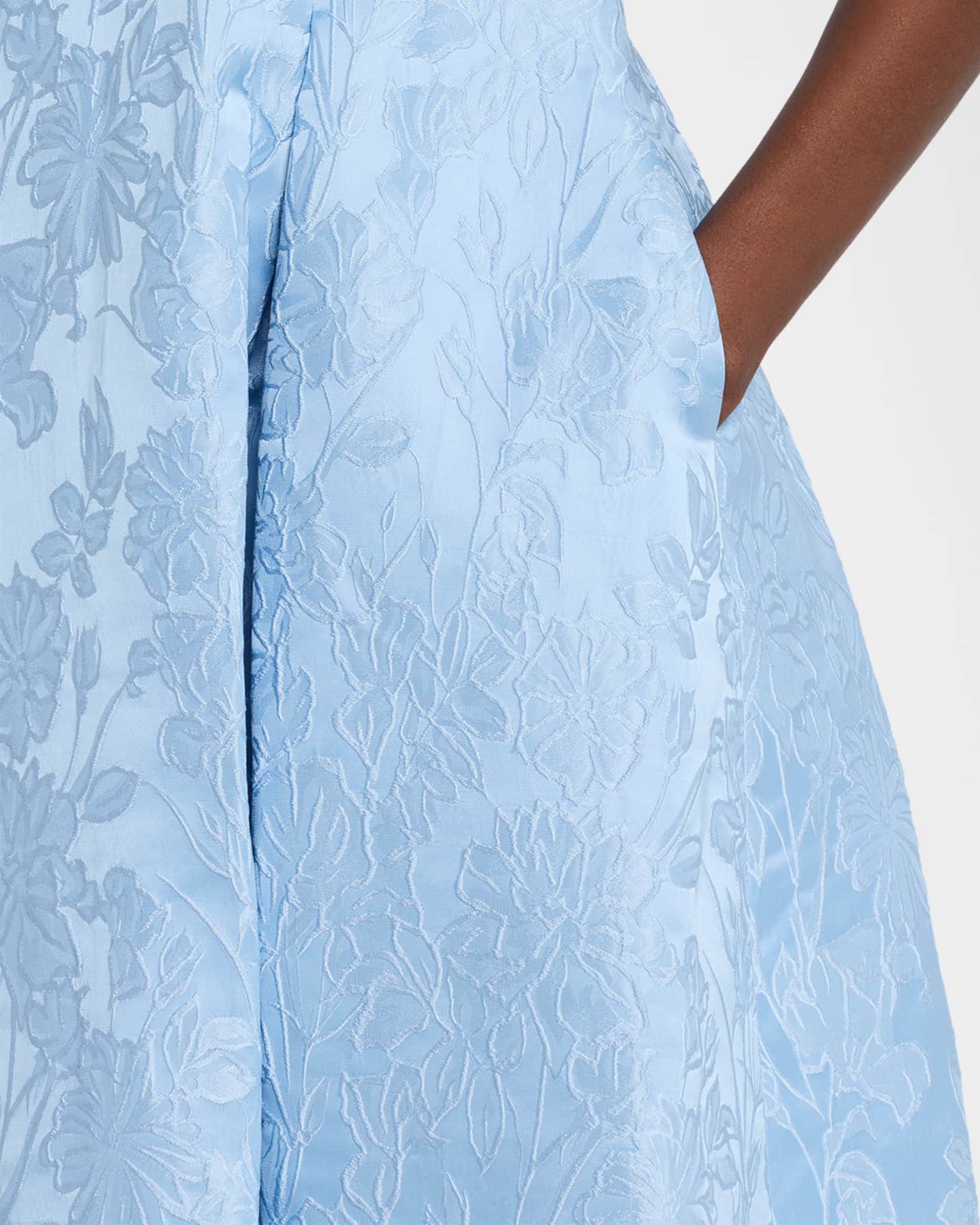 Sachin & Babi Hanna Pleated Floral Jacquard Midi Dress | Neiman Marcus