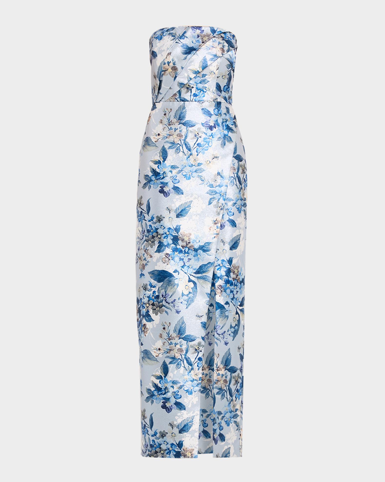 Aidan Mattox Strapless Floral Jacquard Column Gown | Neiman Marcus