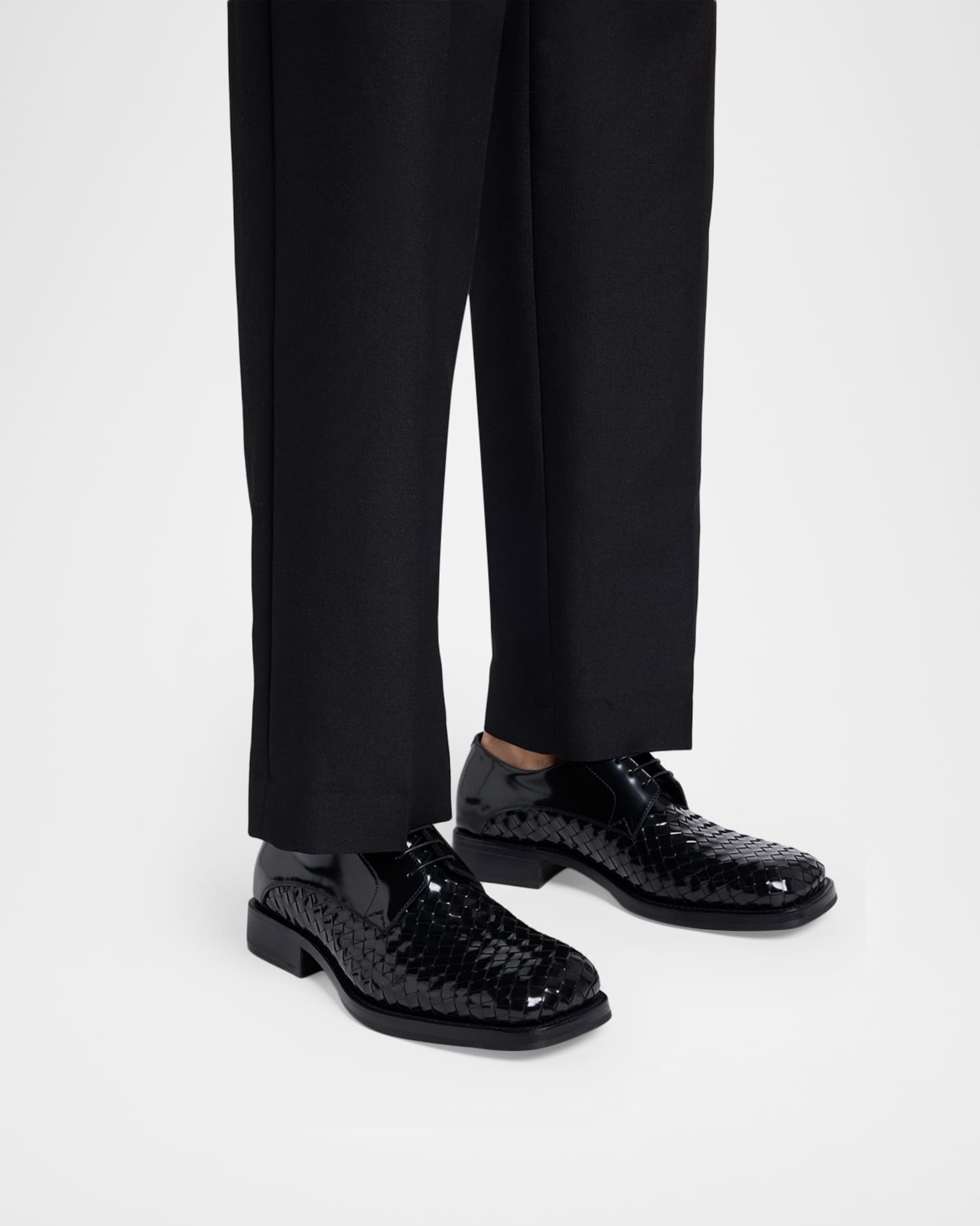 Bottega Veneta Men's Smashed Intrecciato Leather Derby Shoes