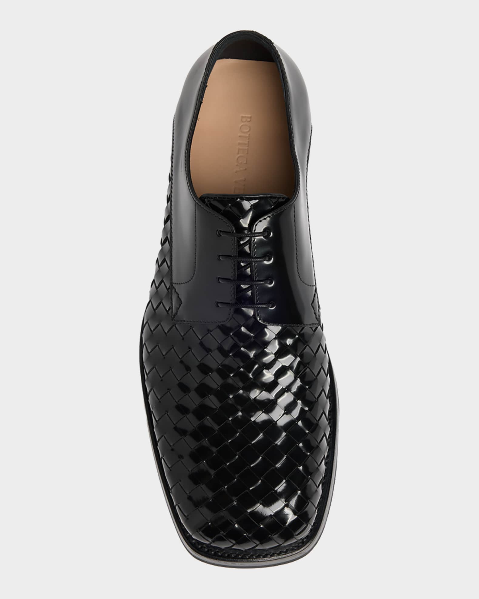 Bottega Veneta Men's Smashed Intrecciato Leather Derby Shoes