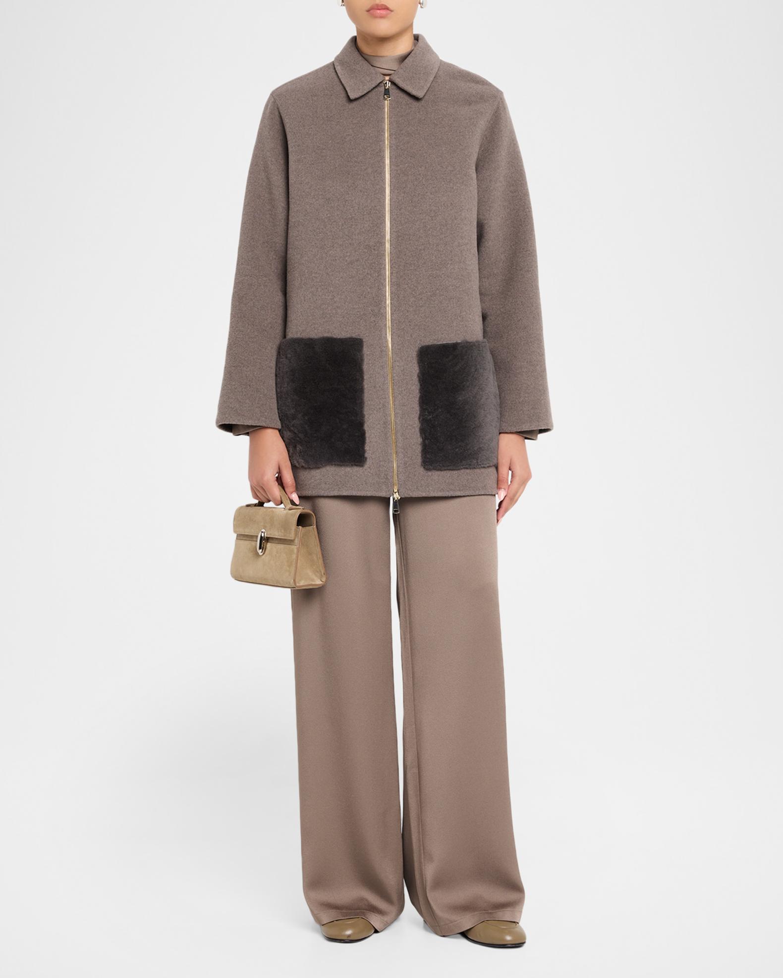 Fabiana Filippi Shearling Patch Pocket Wool-Cashmere Coat | Neiman