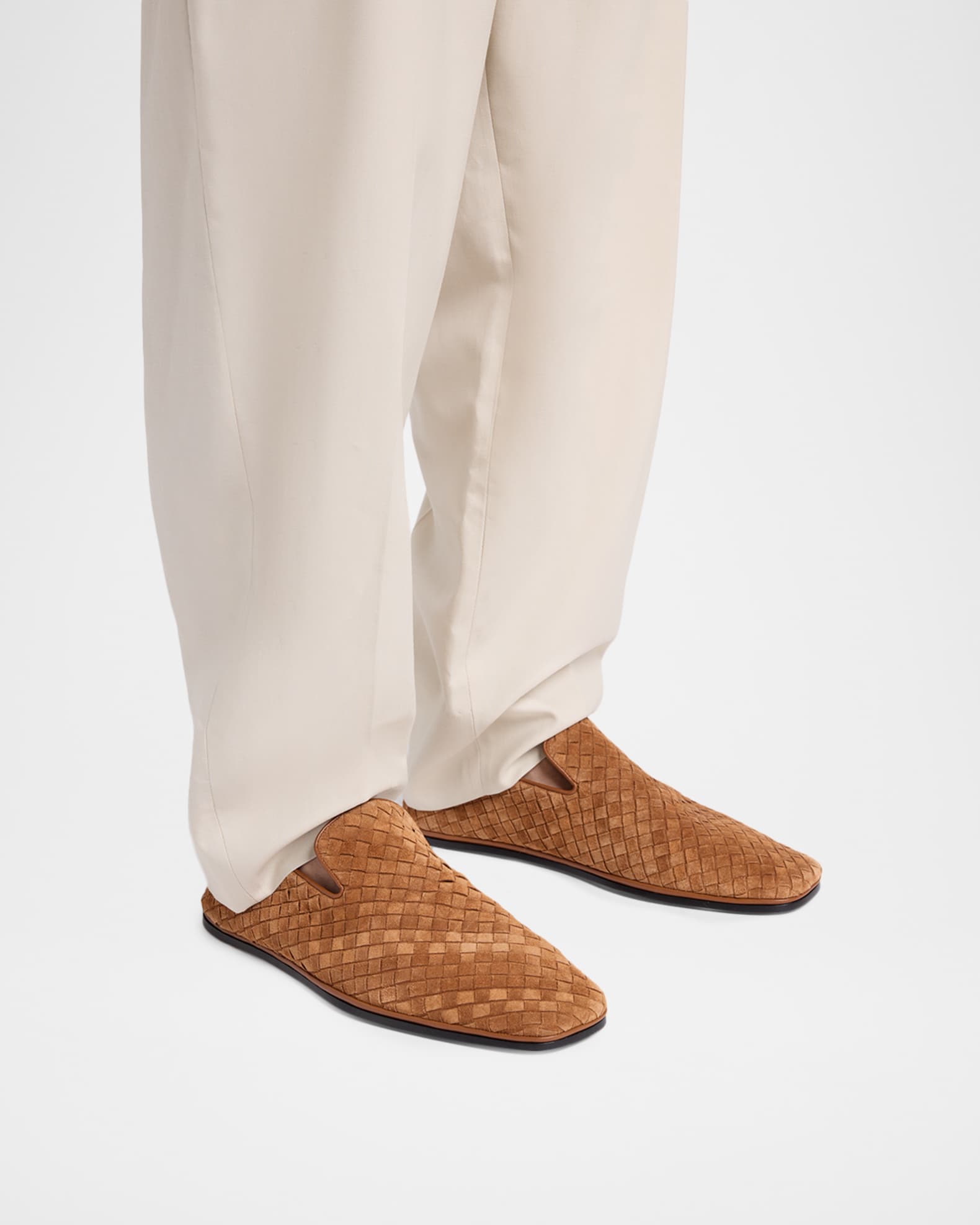 BOTTEGA VENETA イントレチャー スエード ローファー 38 Bottega Veneta Men's Palazzo Intrecciato Suede Loafers | Neiman Marcus