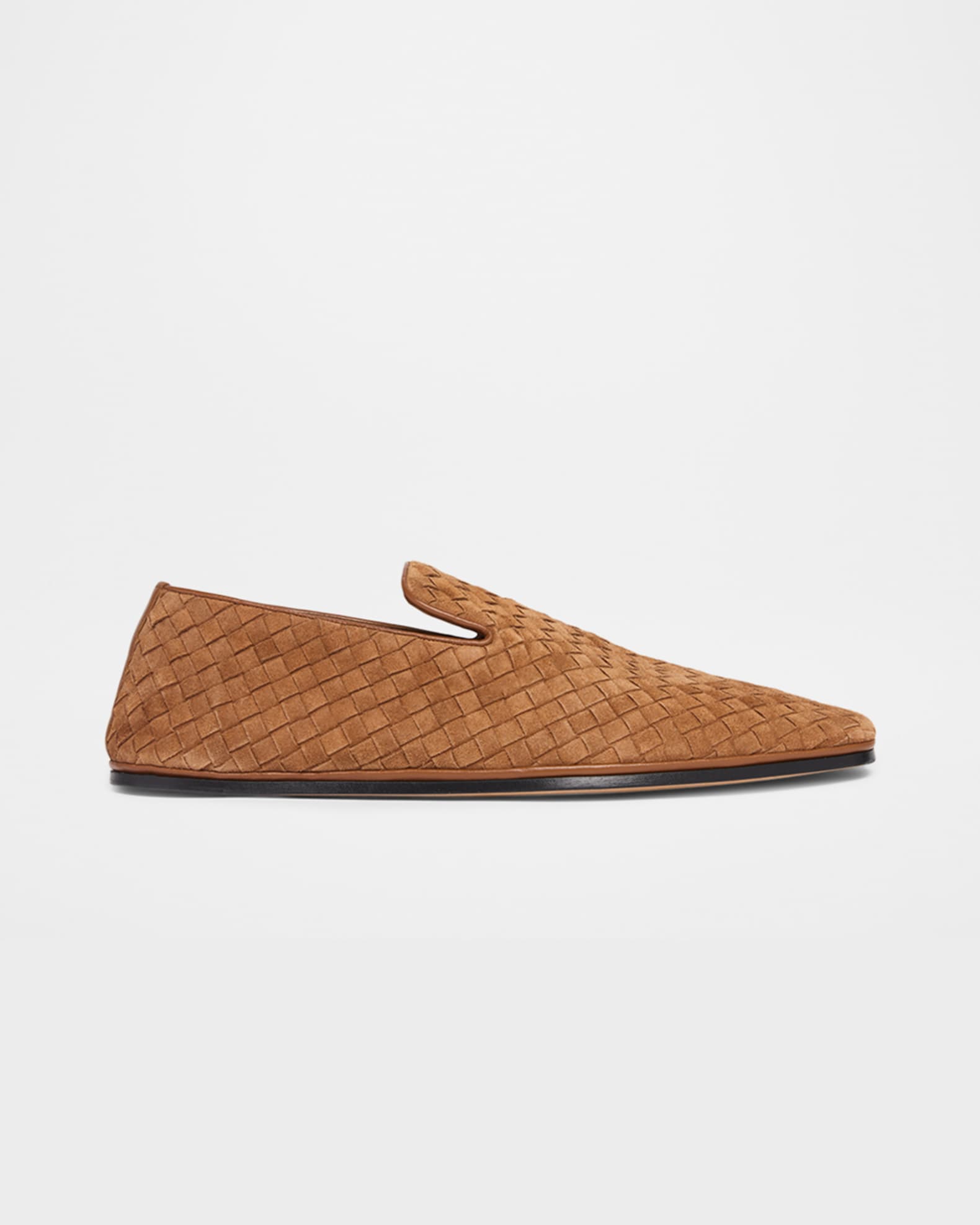 Bottega Veneta Men's Palazzo Intrecciato Suede Loafers | Neiman Marcus