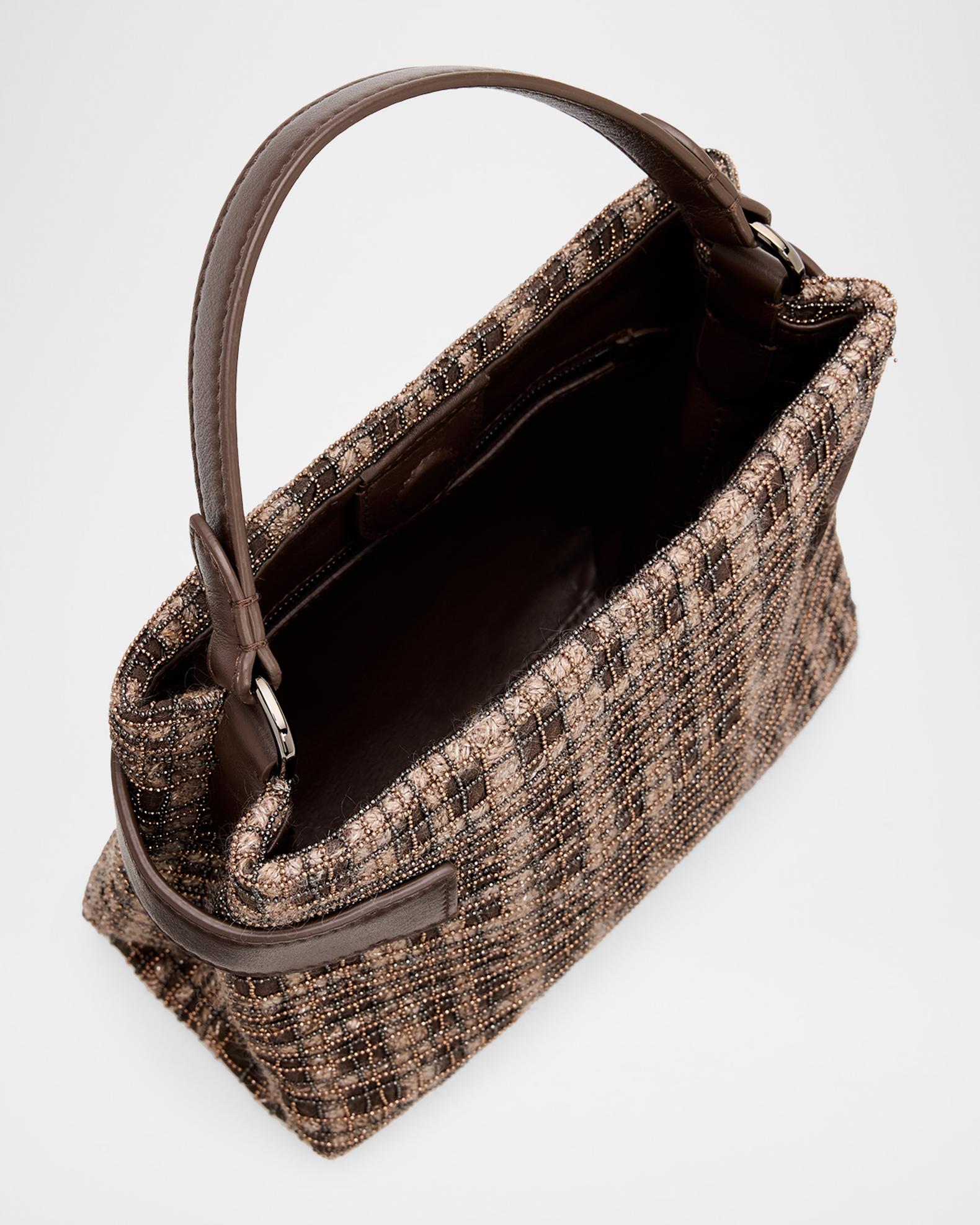 Brunello Cucinelli Monili Woven Plaid Top-Handle Bag | Neiman Marcus