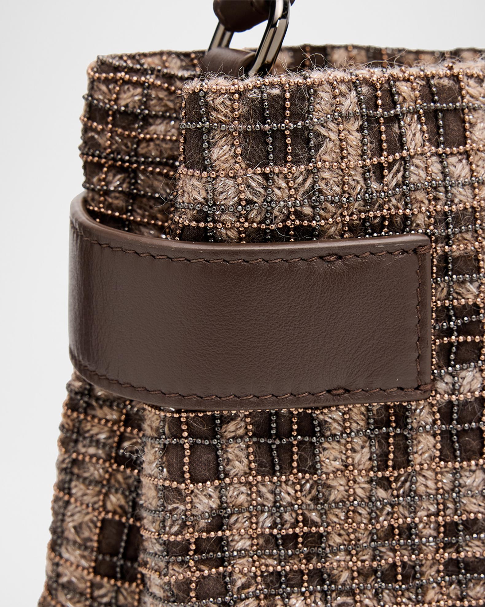 Brunello Cucinelli Monili Woven Plaid Top-Handle Bag | Neiman Marcus