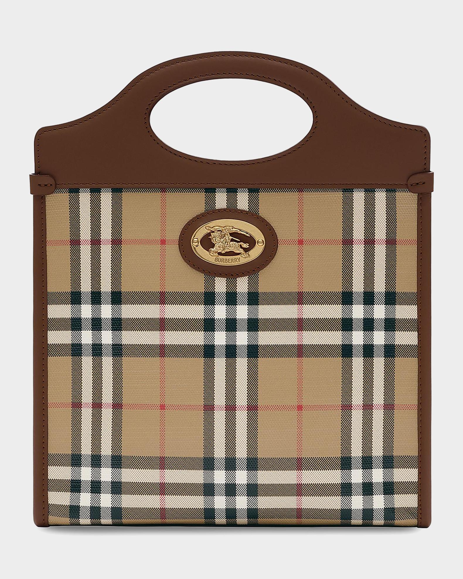 Burberry Mini Check Canvas & Leather Pocket Bag | Neiman Marcus
