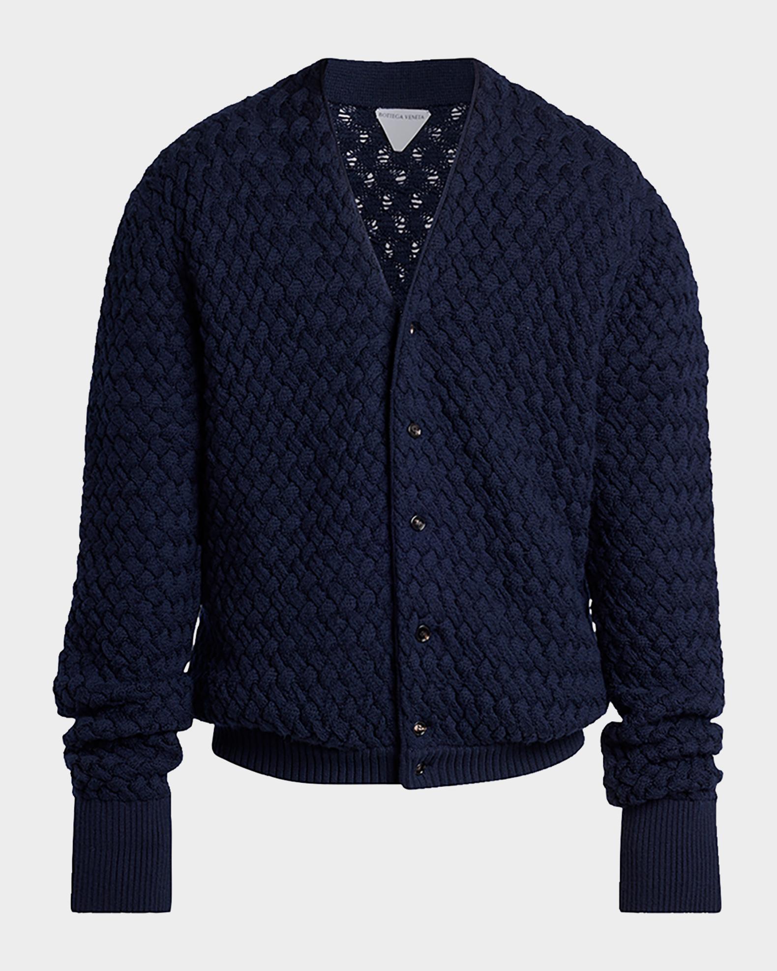 イタリア製 BOTTEGA VENETA メンズ カシミヤ ニットカーディガン Bottega Veneta Men's Intrecciato Wool Knit Cardigan | Neiman Marcus