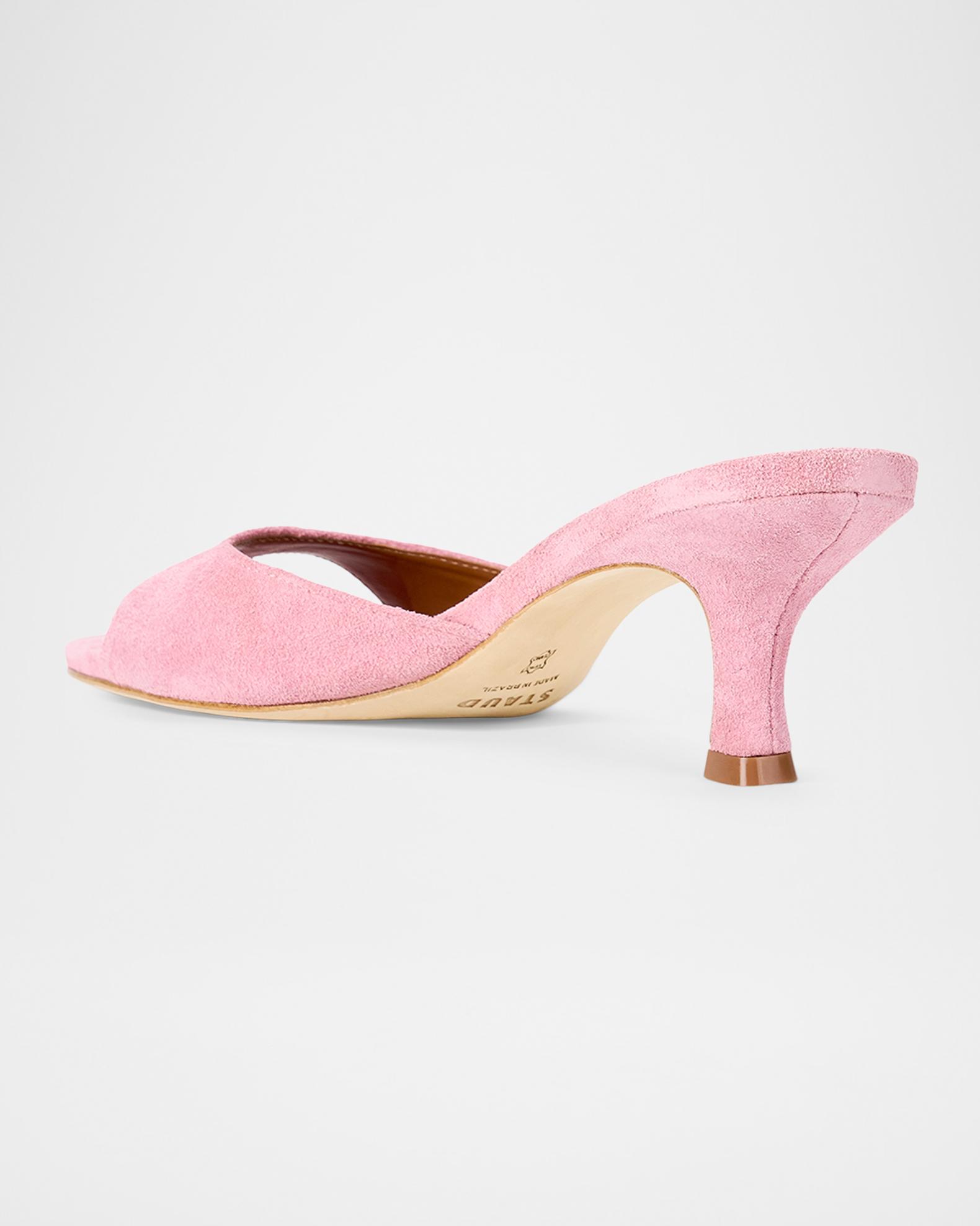 STAUD 55mm Brigitte Suede Kitten-Heel Mules | Neiman Marcus