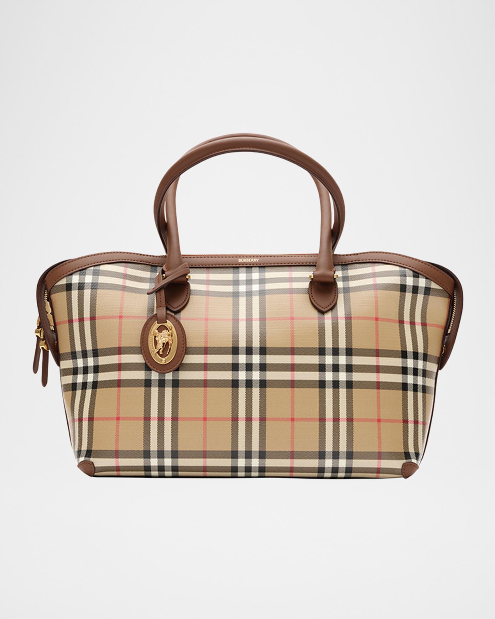 Burberry Small Coated Canvas Check Zip Tote Bag | Neiman Marcus
