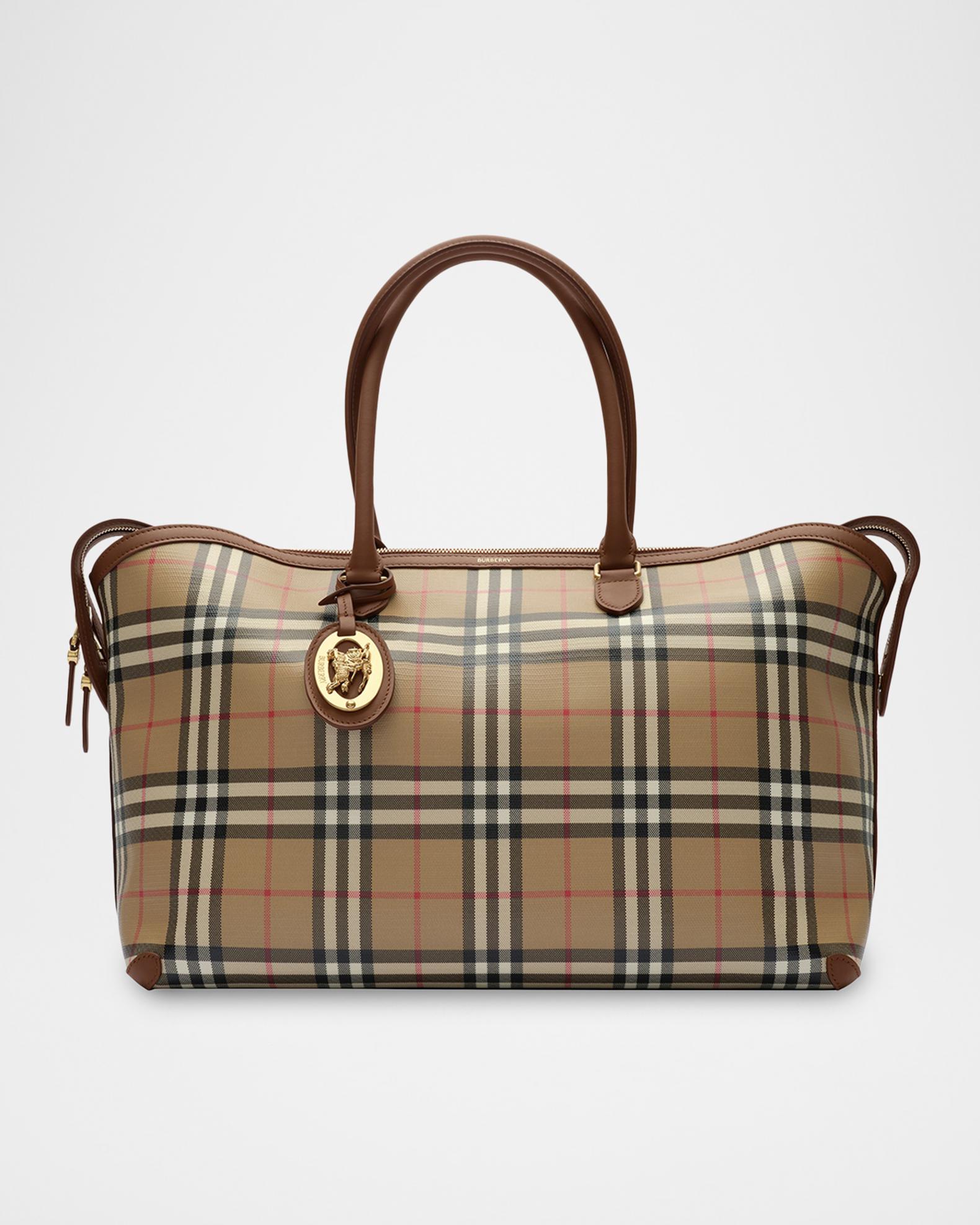 Burberry Medium Check Zip Tote Bag | Neiman Marcus