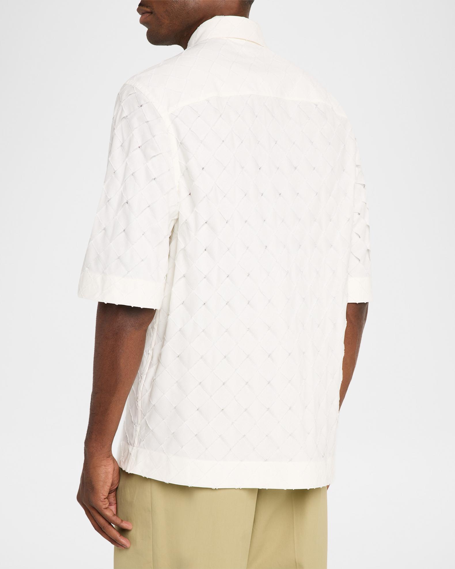 Bottega Veneta Men's Poplin Intrecciato Short-Sleeve Shirt