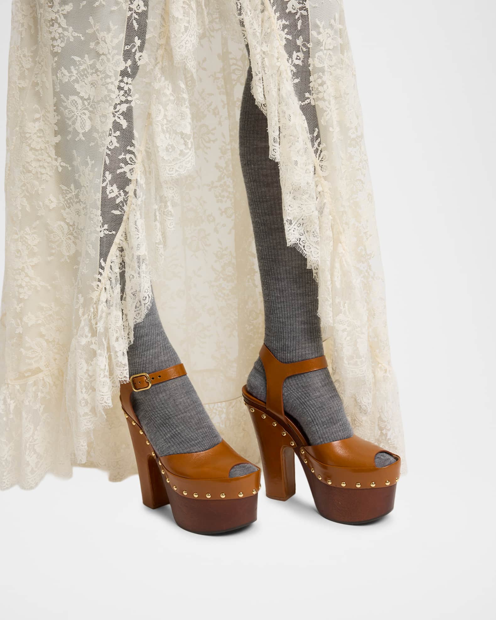 Chloe 90mm Meret Leather Clogs | Neiman Marcus