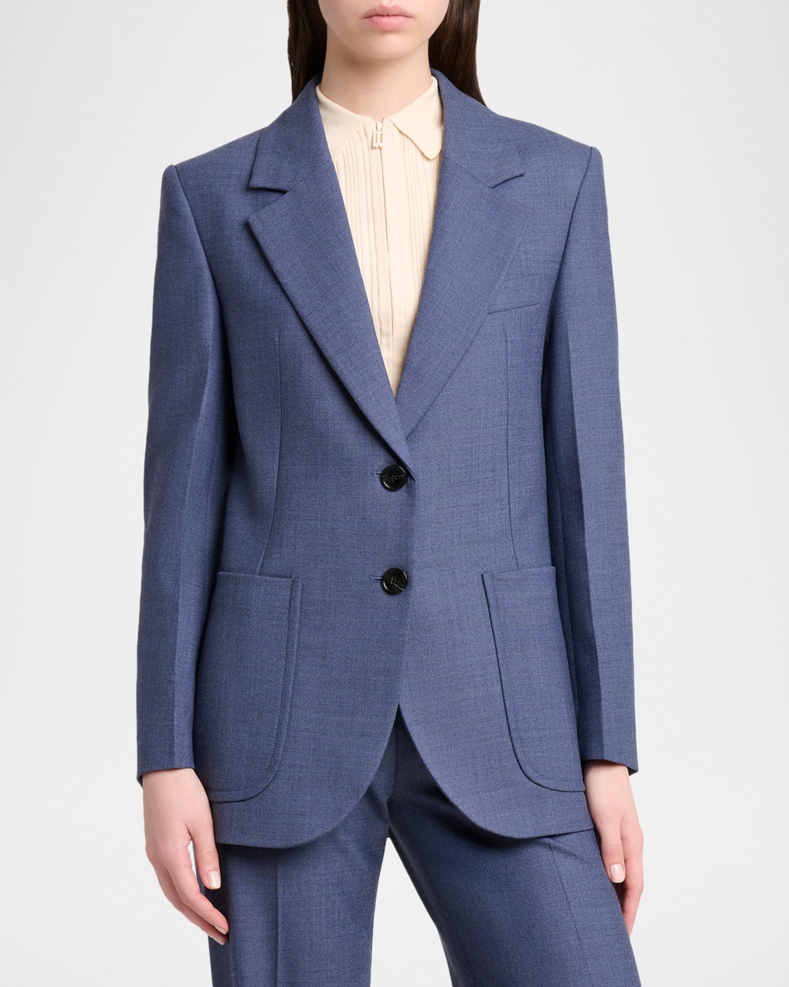 Victoria Beckham Stretch-Wool Patch-Pocket Jacket | Neiman Marcus