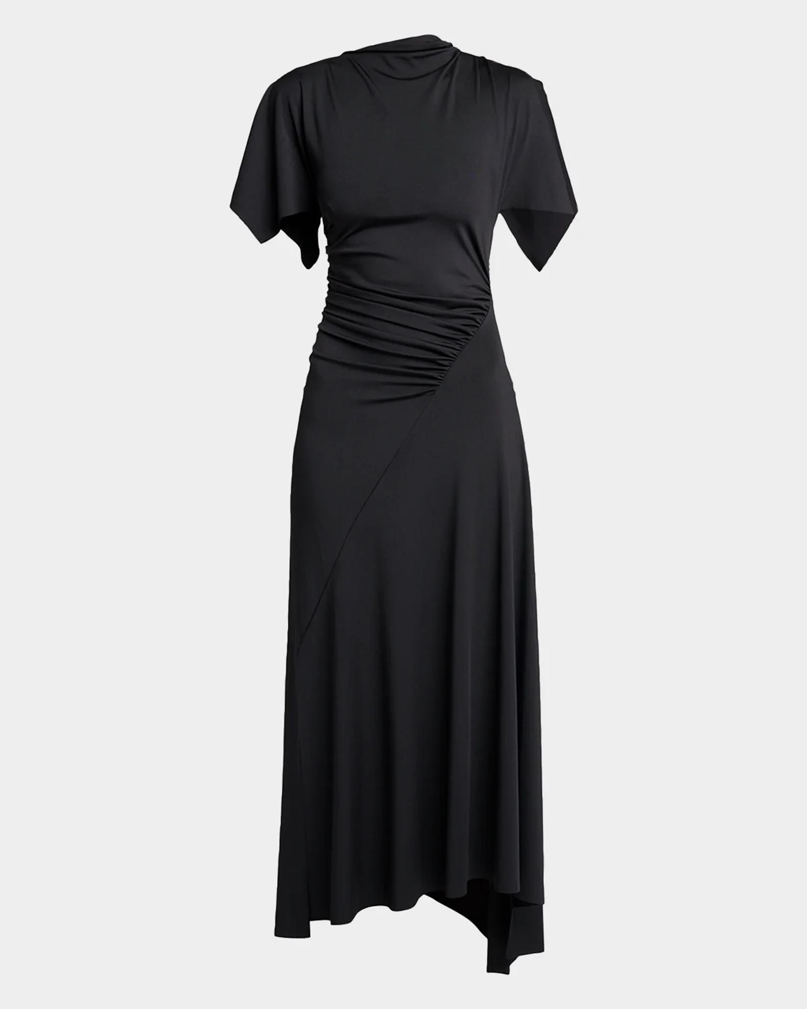 victoria beckham asymmetrical dress Blousey Asymmetric Short-Sleeve Midi This striking gown is