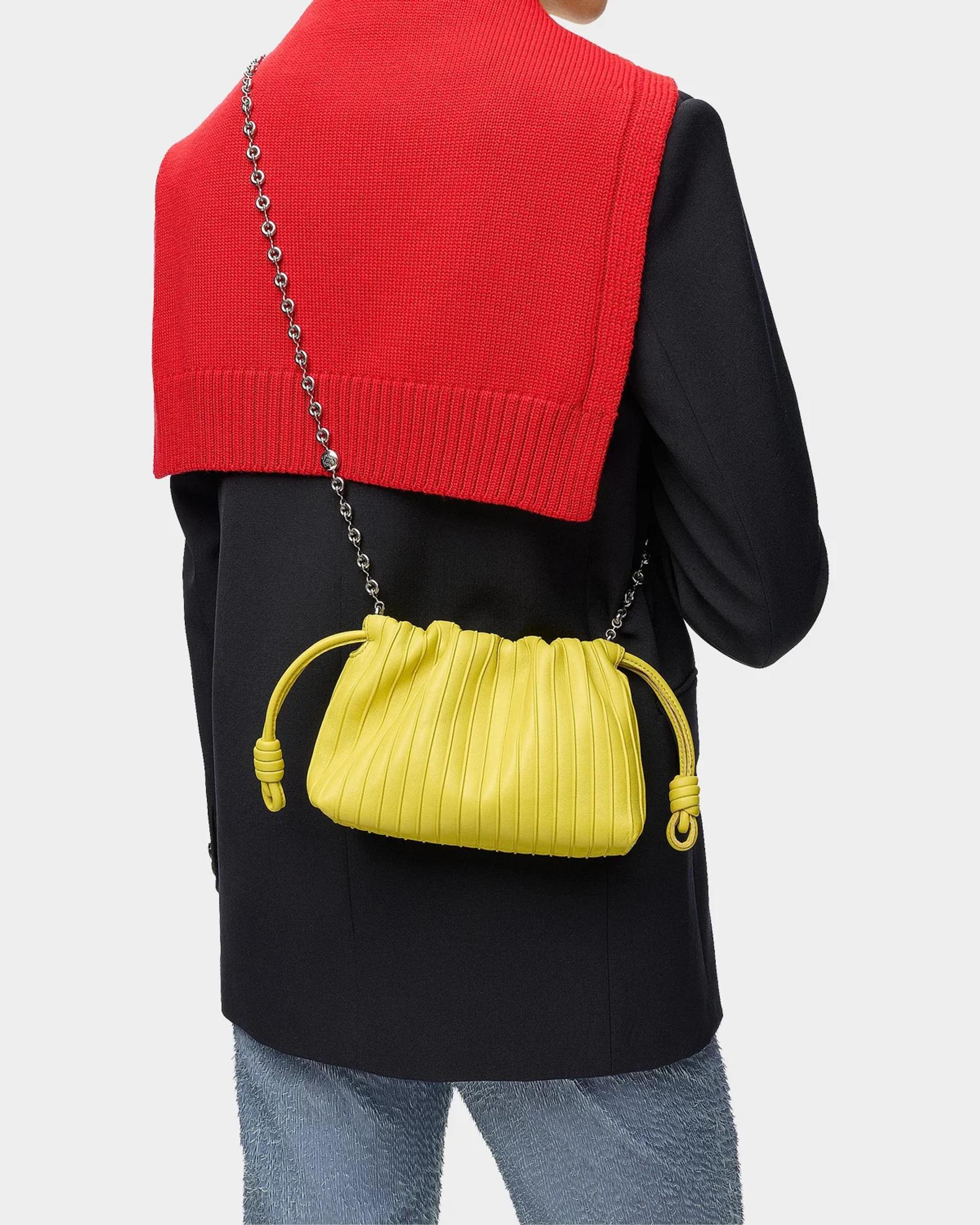 LOEWE Flamenco Pleated Shoulder Bag in Napa Leather | Neiman Marcus