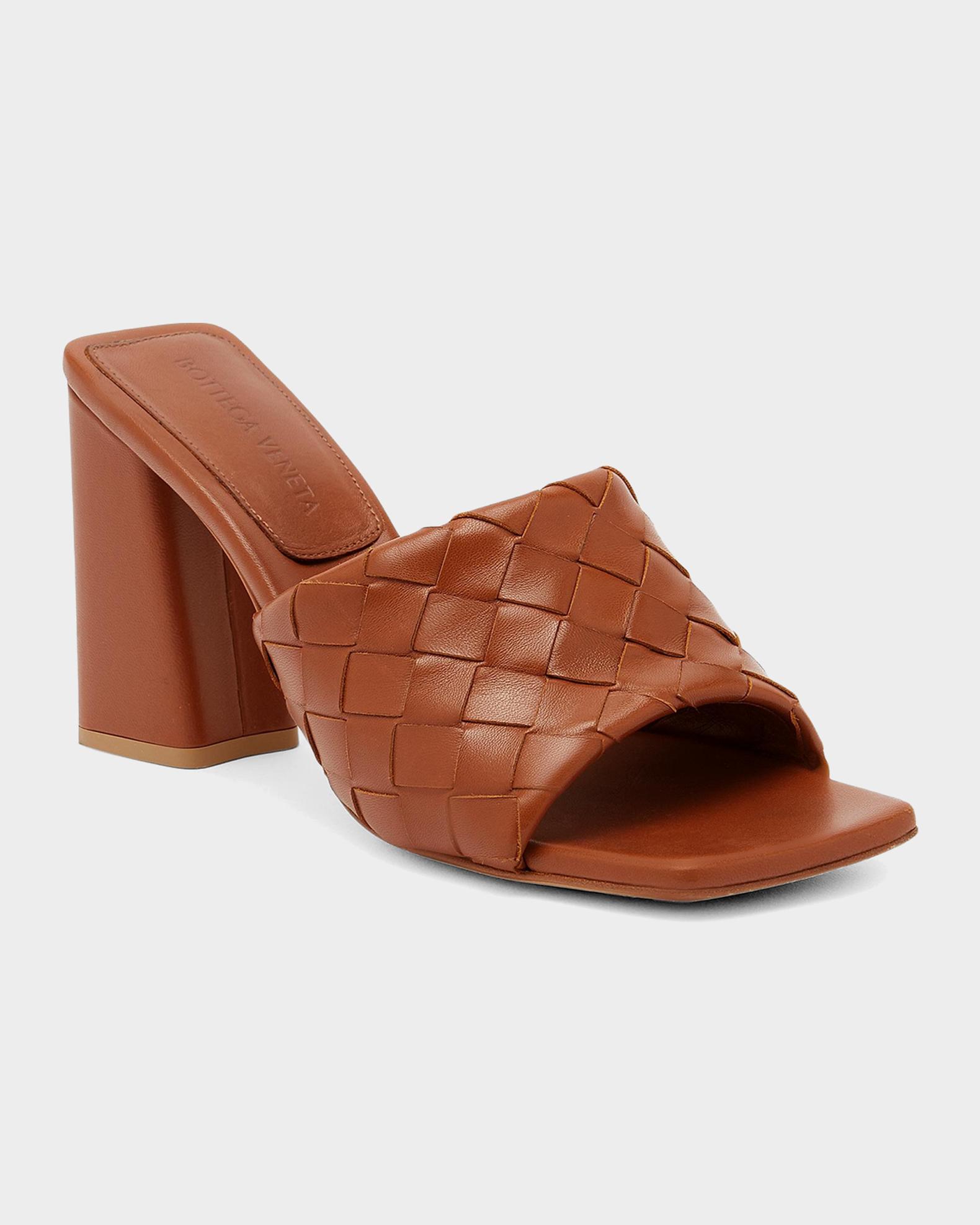 Bottega Veneta 90mm Parco Intrecciato Leather Mule Sandals