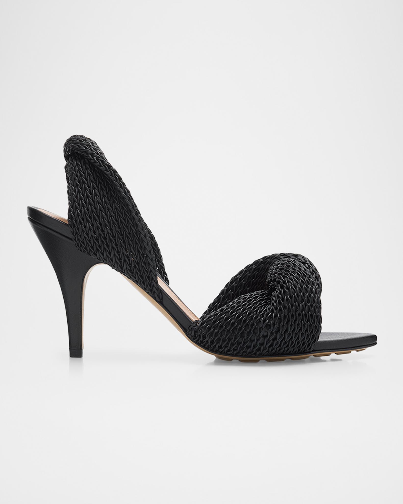 Bottega Veneta 90mm Grace Crochet Leather Sandals | Neiman Marcus