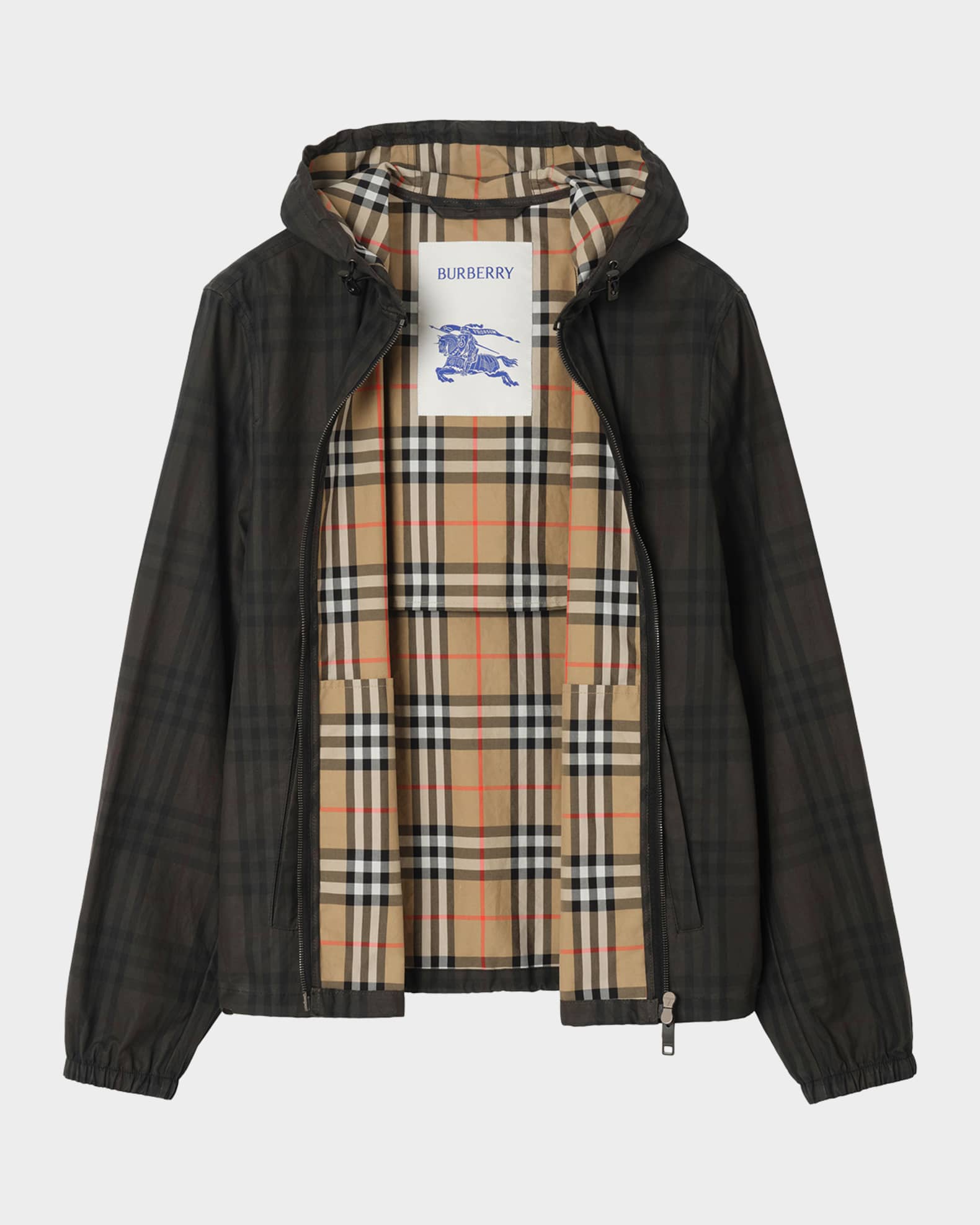 BURBERRYメンズジャケット Burberry Men's Newport Check Zip-Front Hoodie | Neiman Marcus