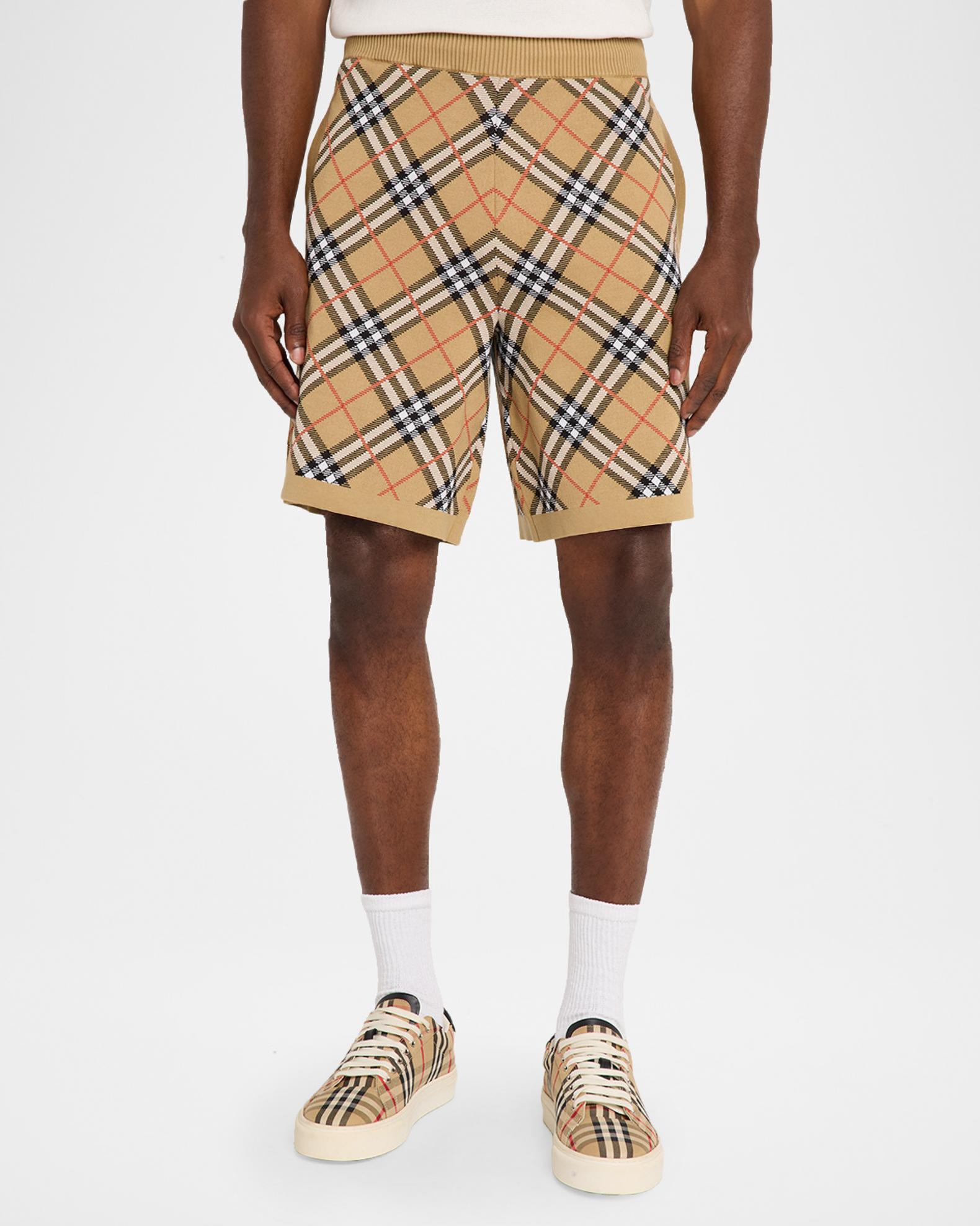 Burberry Men's Gawain Check Cotton-Blend Shorts | Neiman Marcus