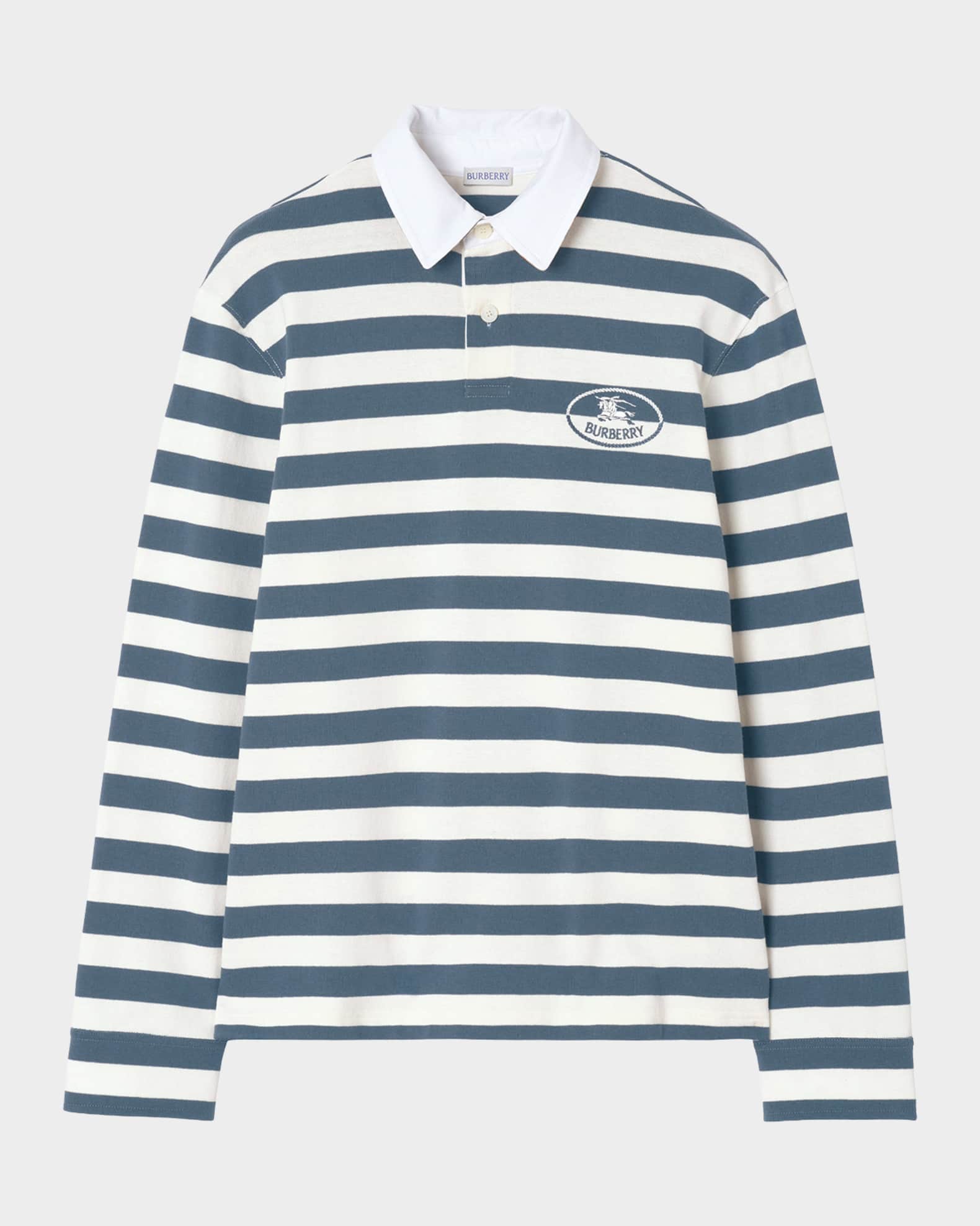 トップス Burberry Stripe Long Sleeves Burberry Men's Striped Cotton Rugby Polo Shirt | Neiman Marcus