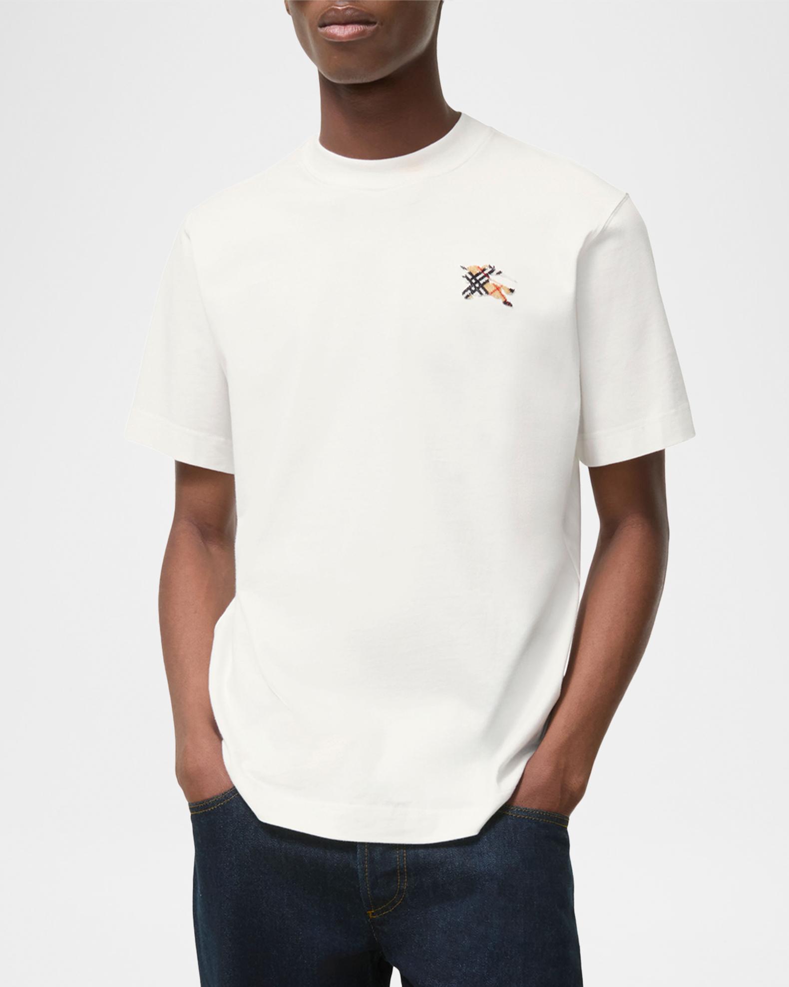 Burberry Men's Seth Slim-Fit Check EKD Cotton T-Shirt | Neiman Marcus