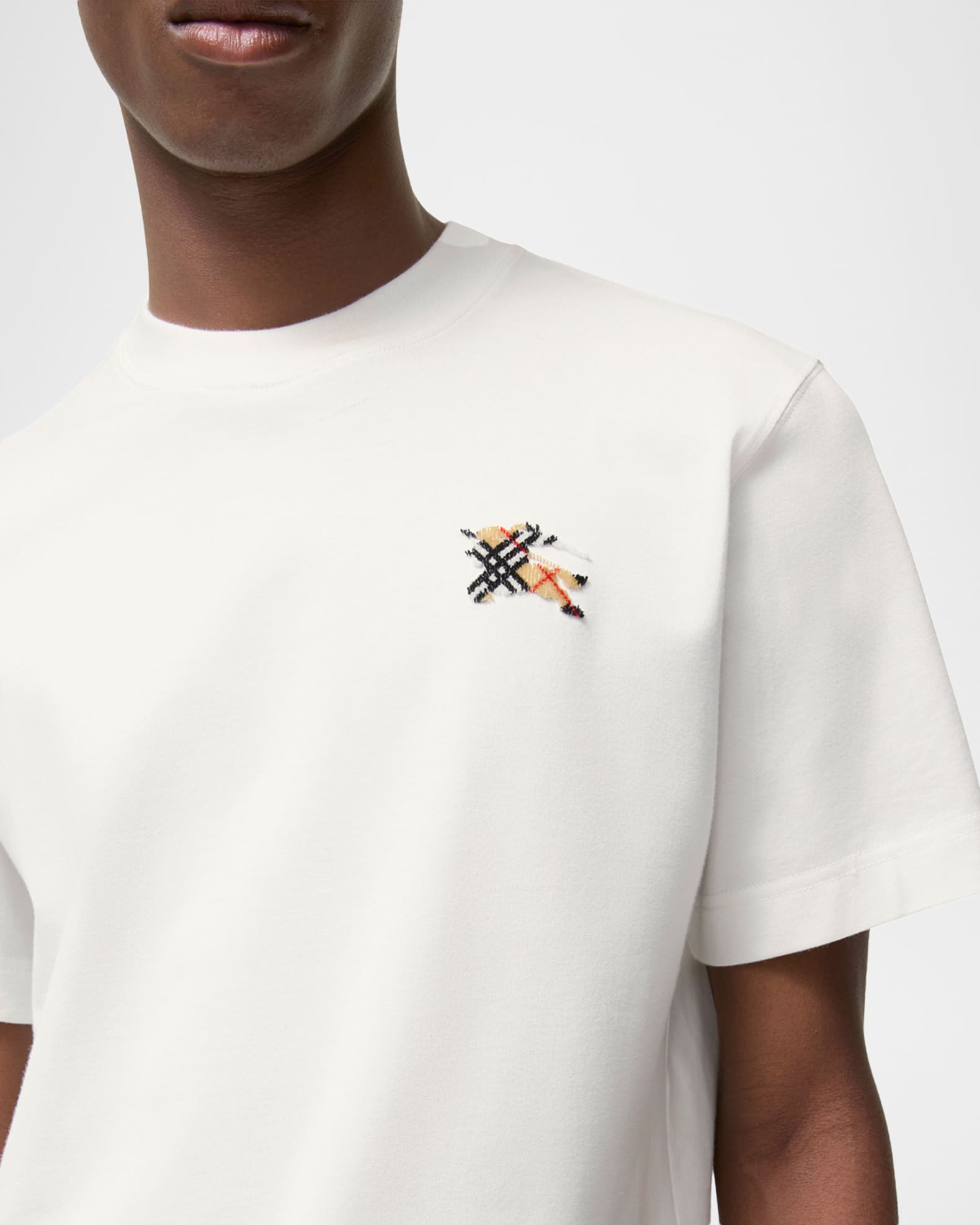 Burberry Men's Seth Slim-Fit Check EKD Cotton T-Shirt | Neiman Marcus