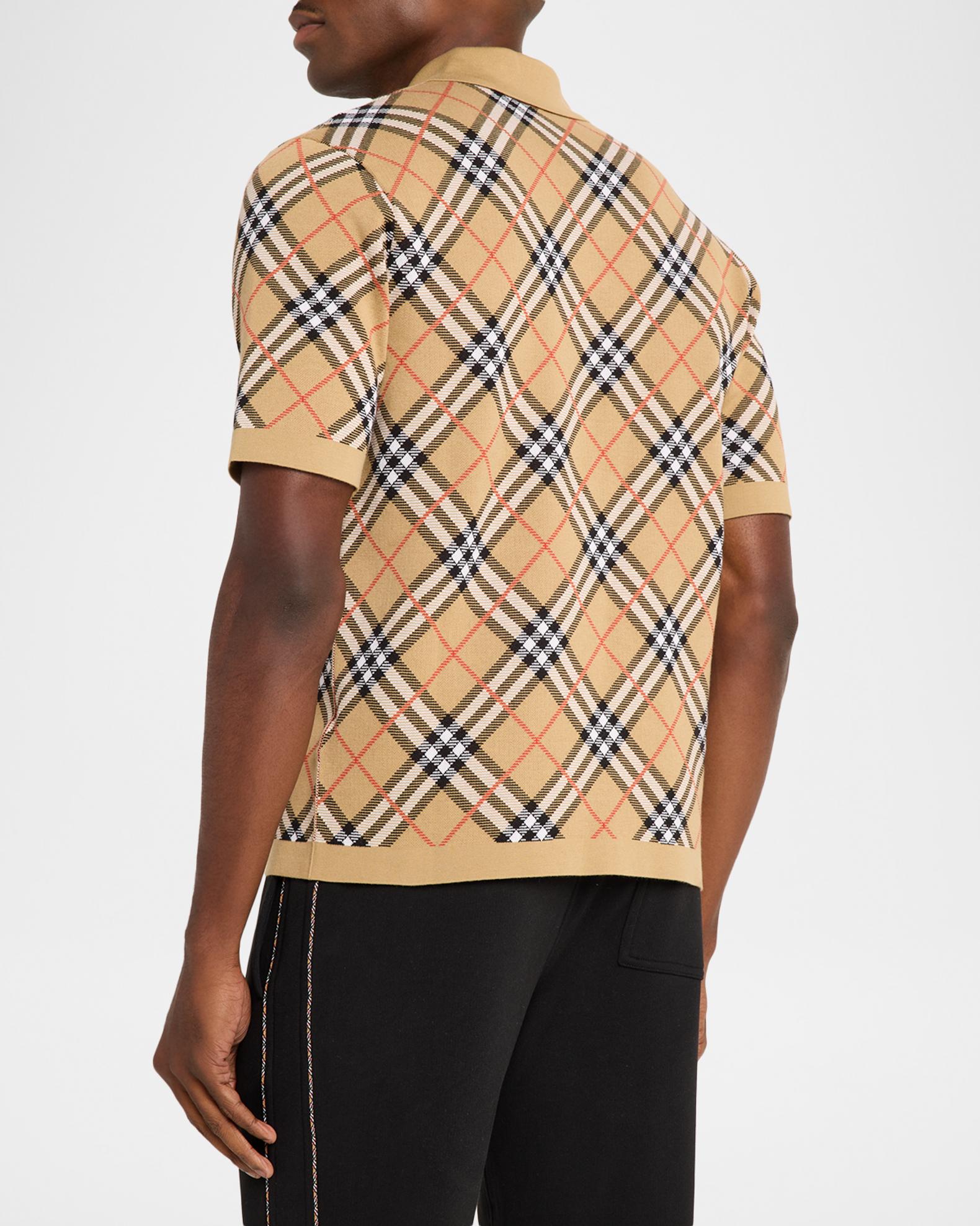 Burberry Men's Marlow Cotton Check Knit Polo Shirt | Neiman Marcus