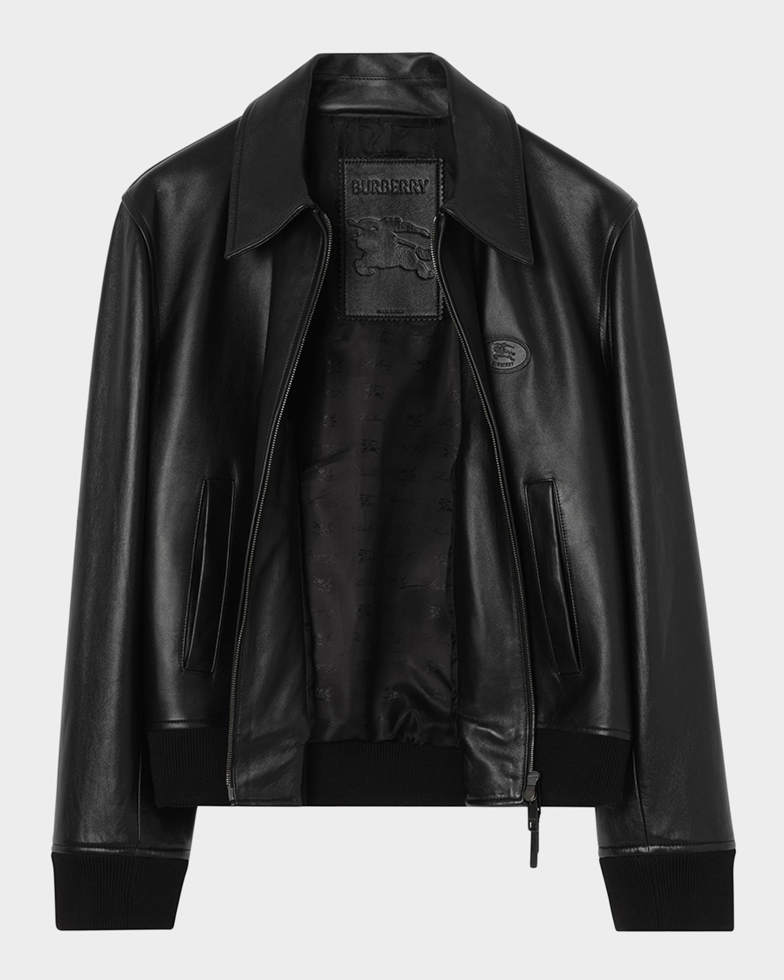 Burberry Men's Bloomsbury EKD Full-Zip Leather Jacket | Neiman Marcus