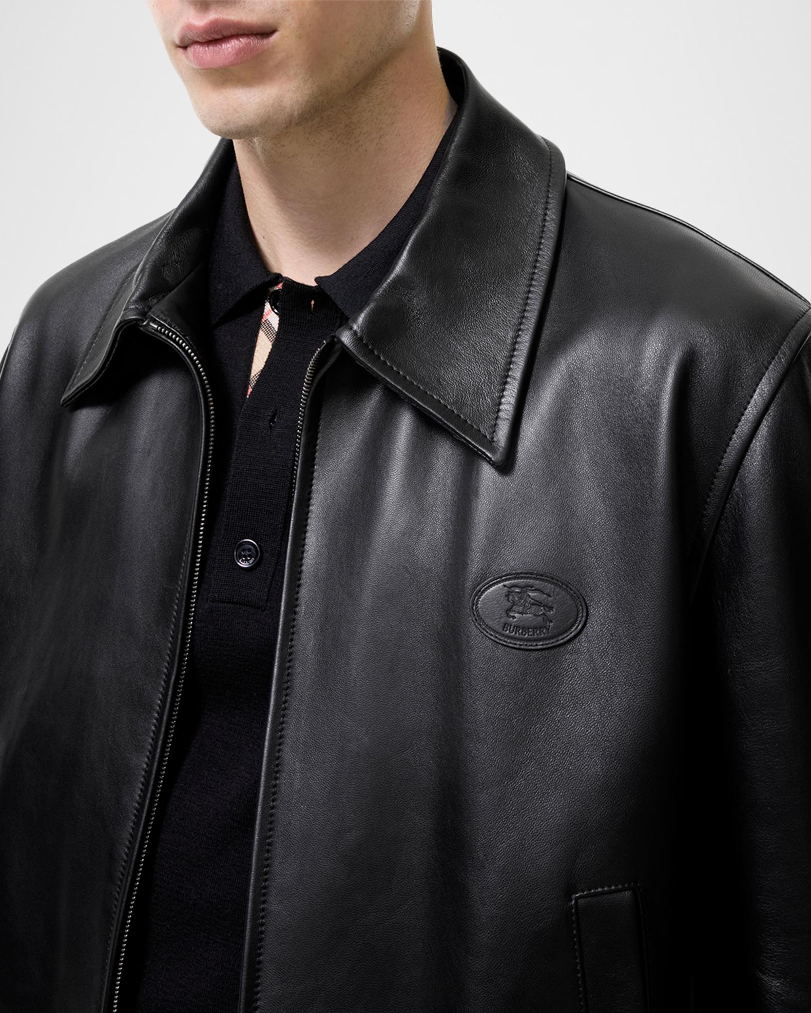 Burberry Men's Bloomsbury EKD Full-Zip Leather Jacket | Neiman Marcus