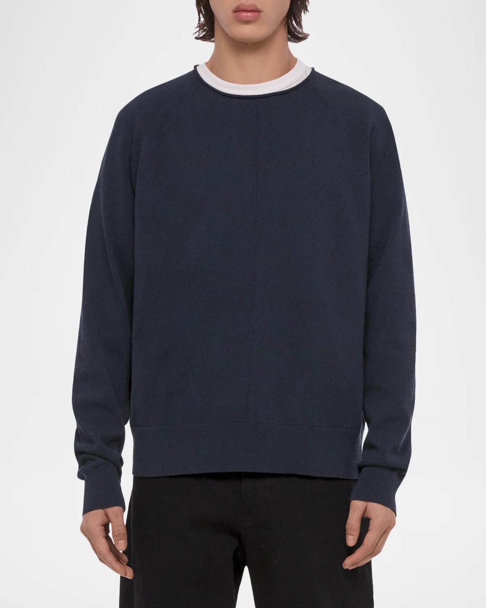 HELMUT LANG ニット イタリア製 ブラック ネイビー Helmut Lang Men's Cotton Raw-Edge Crewneck Sweater | Neiman Marcus