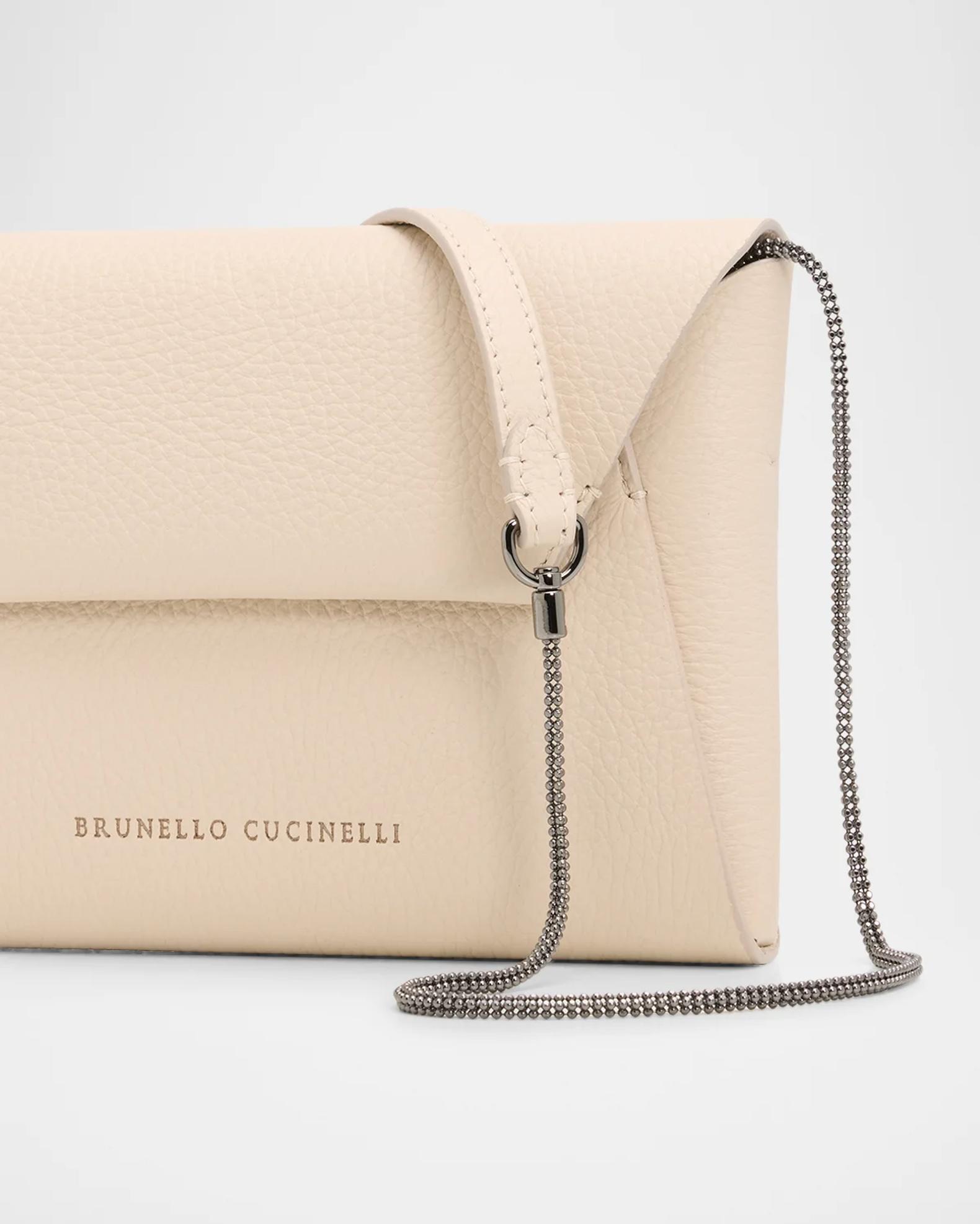 Brunello Cucinelli Grain Leather Envelope Clutch Bag | Neiman Marcus