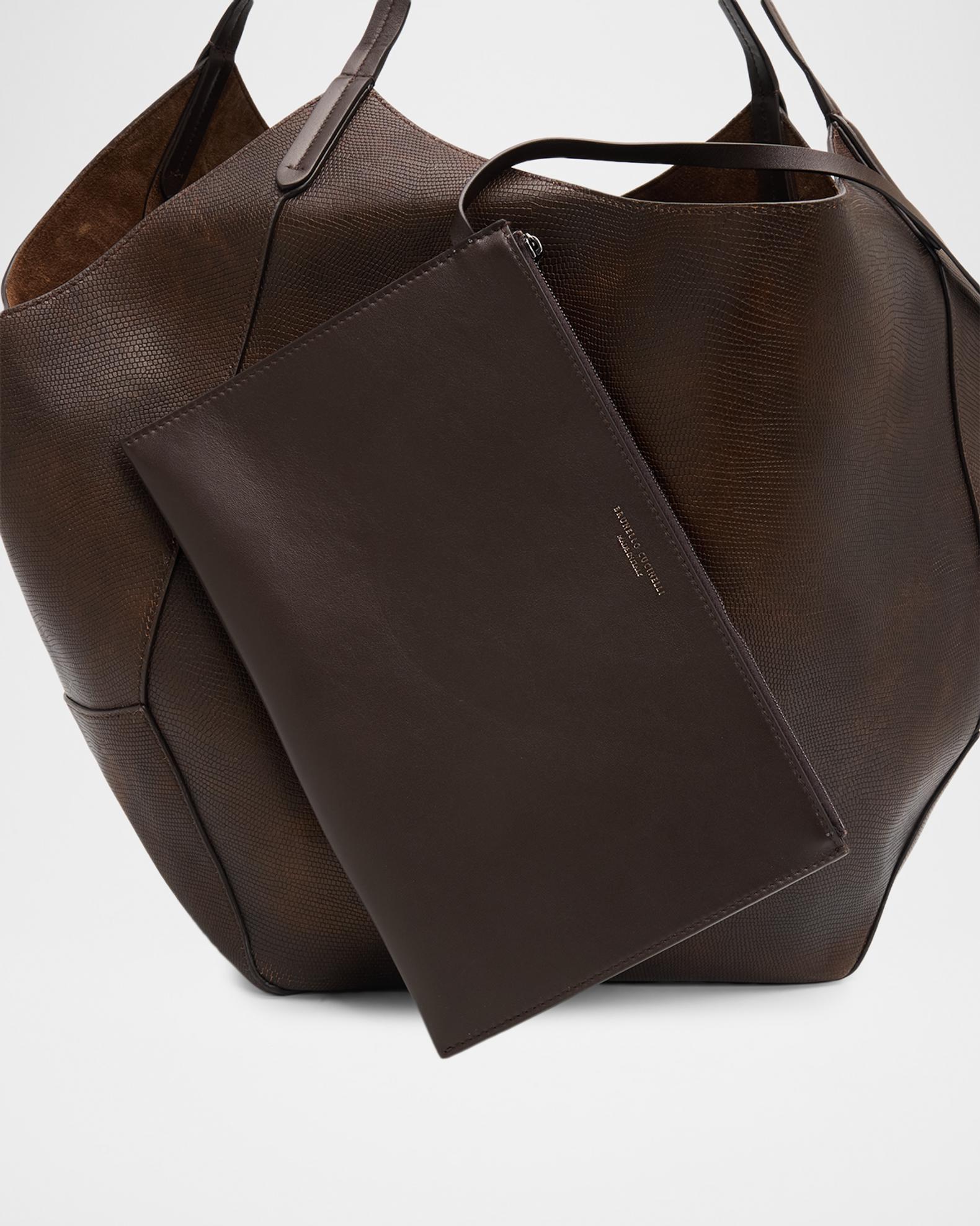 Brunello Cucinelli Lizard-Print Leather Tote Bag | Neiman Marcus
