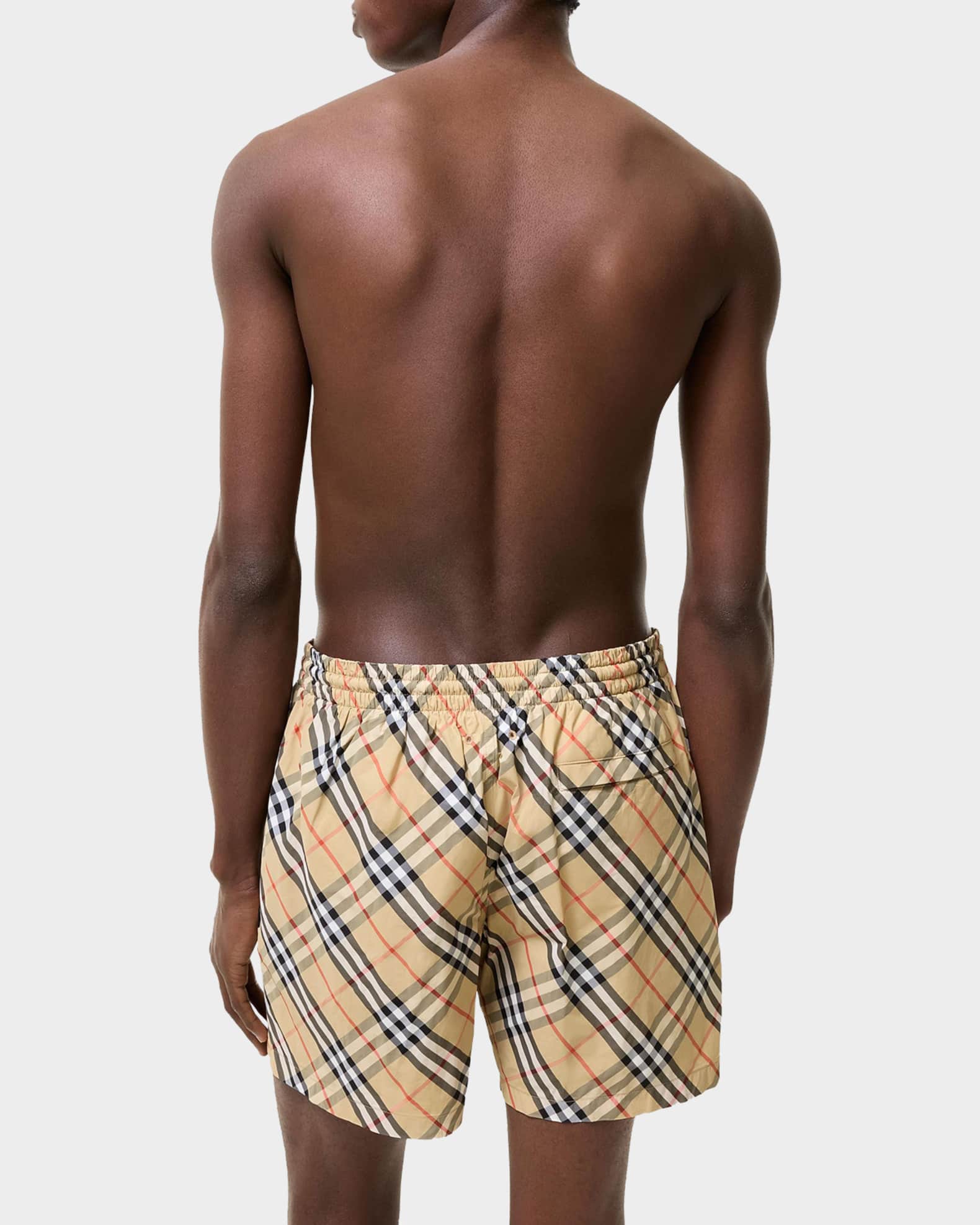 Burberry Men's Check Woven Drawstring Swim Shorts | Neiman Marcus