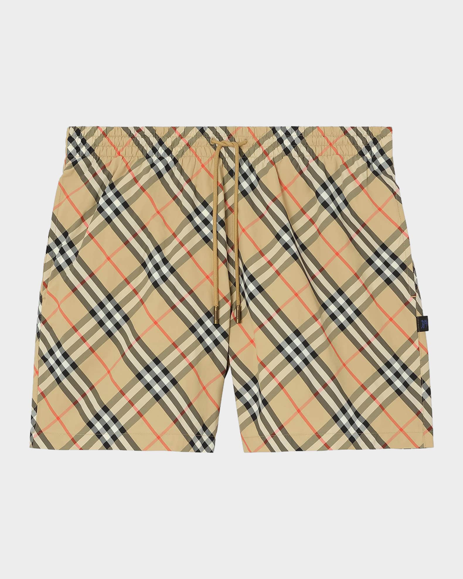 Burberry Men's Check Woven Drawstring Swim Shorts | Neiman Marcus
