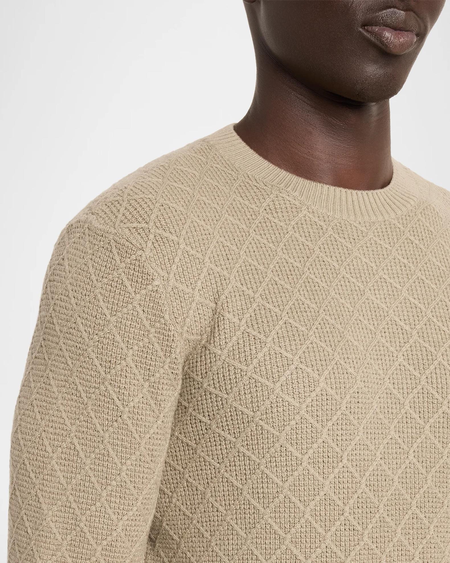 EMPORIO ARMANI セーター ウール ジャカードパターン XL 極美品 Emporio Armani Men's Wool-Cashmere Grid Jacquard Crewneck Sweater