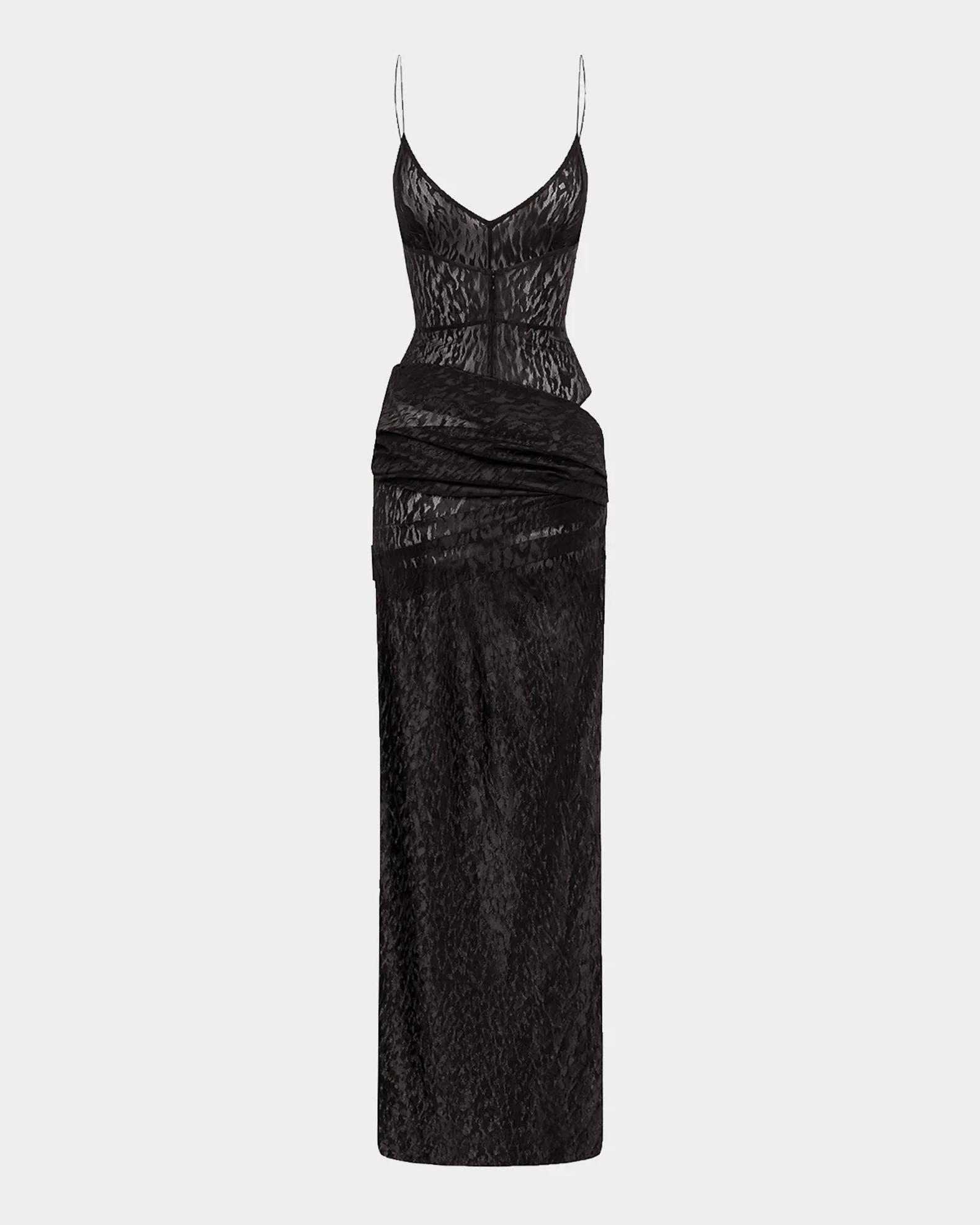 Alex Perry Leopard Burnout Asymmetric Draped Column Bikini Gown ...