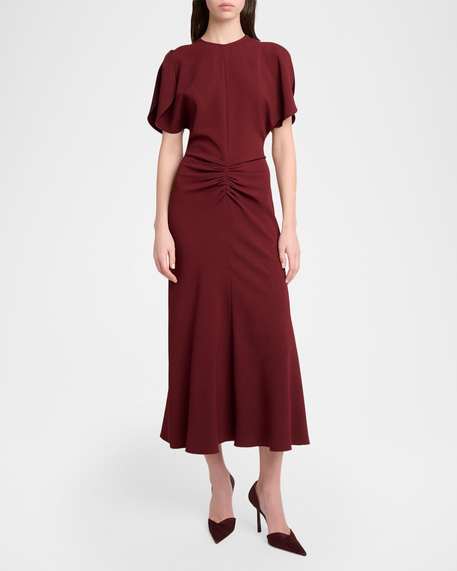 formal victoria beckham dresses Bela Midi Dress In Burgundy - 4 stylish children fashion