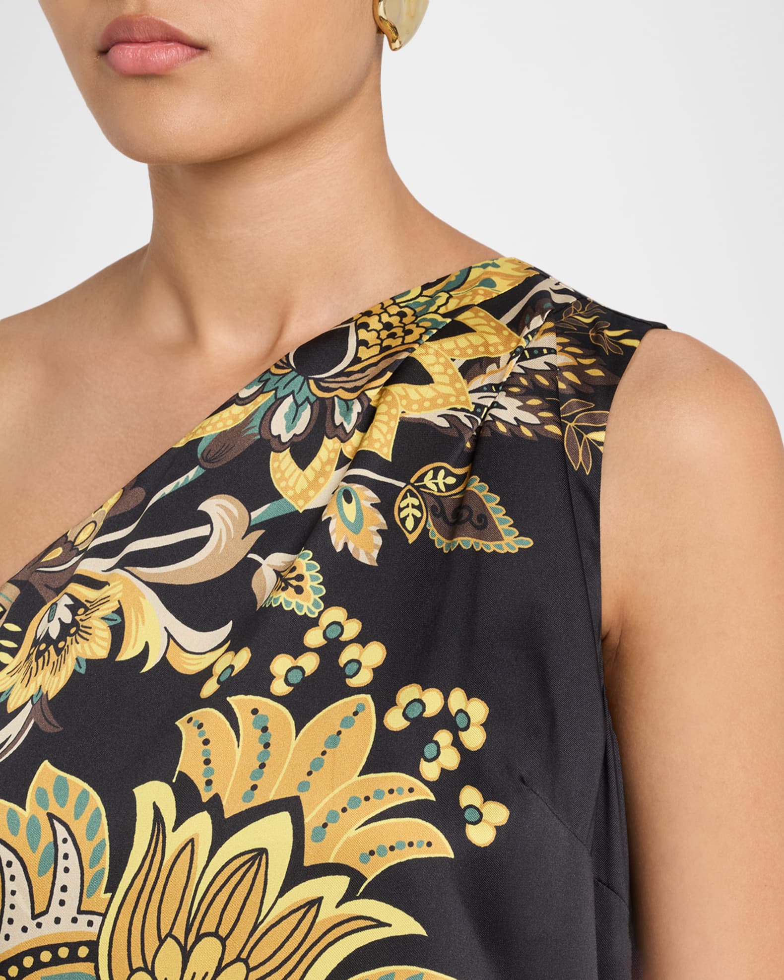 Elie Tahari The Addison One-Shoulder Floral Maxi Dress | Neiman Marcus
