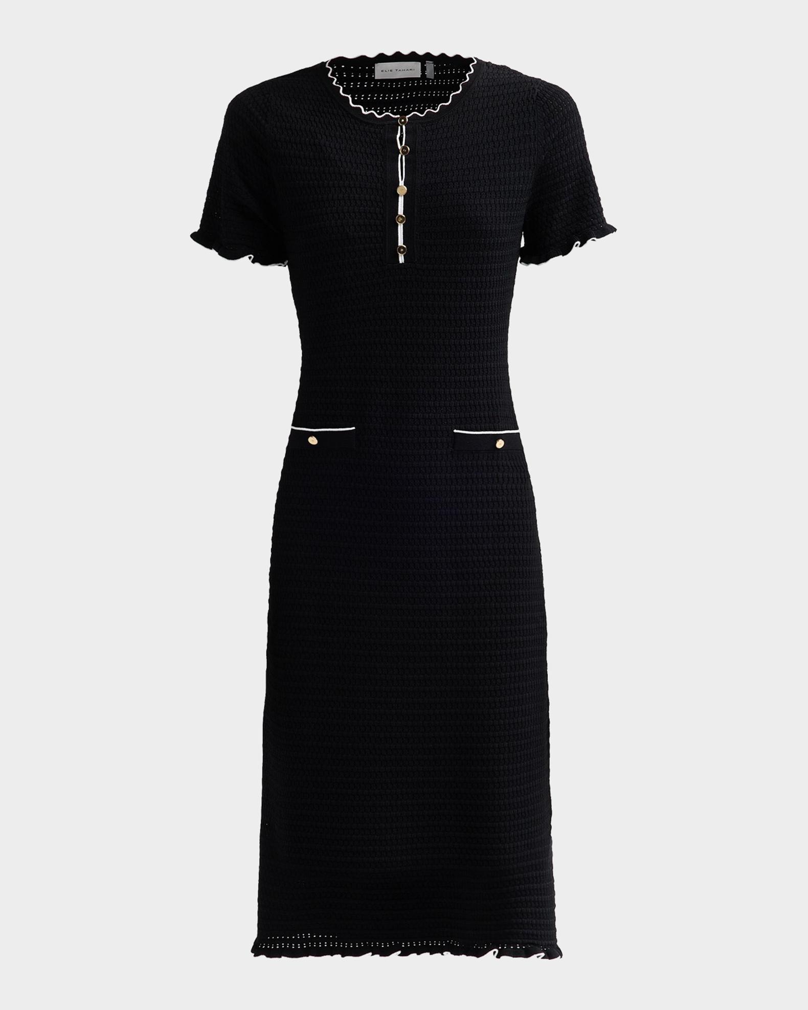 Tahari The Easton Sweater Dress - Noir/Ivory