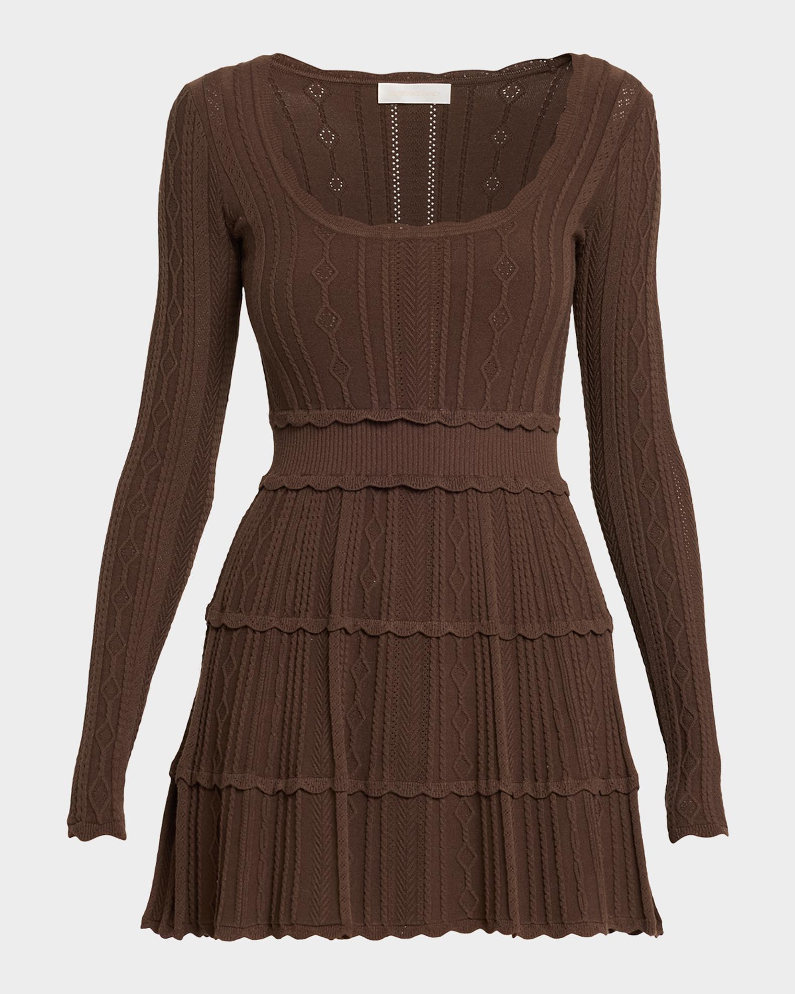 knitted mini dress long sleeve LoveShackFancy Lunelle Pointelle Knit Long-Sleeve Samira