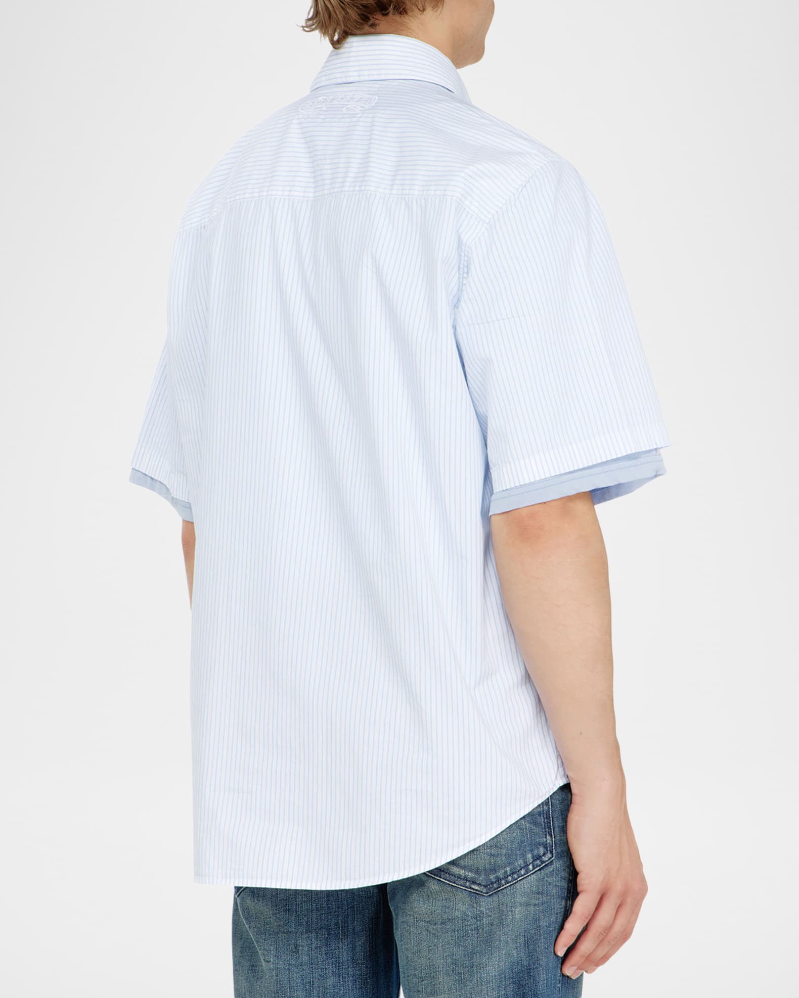 Diesel Men's Simply Stripe Phoenix-Embroidered Short-Sleeve Shirt