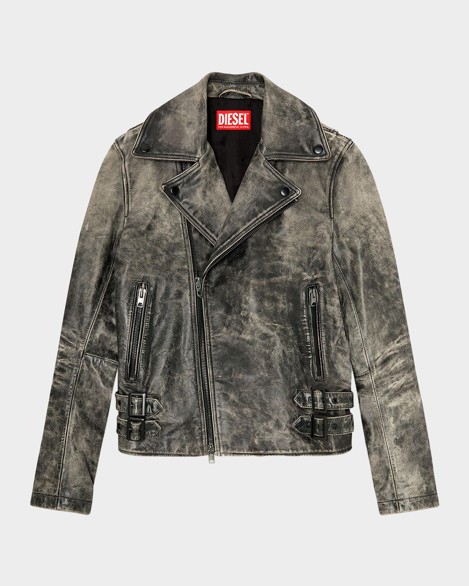 美品124,200円】 DIESEL JACKET レザー Diesel Men's Treated Leather Biker Jacket | Neiman Marcus