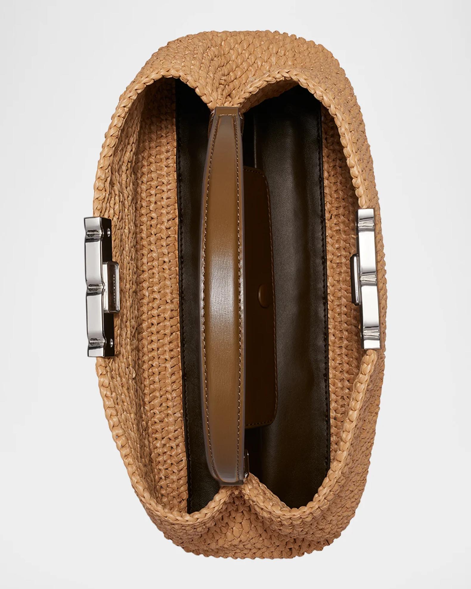 Tory Burch Eleanor Crochet Raffia Top-Handle Bag | Neiman Marcus
