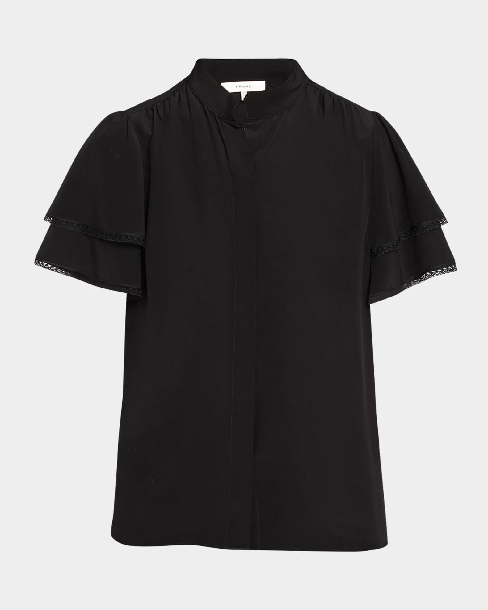 FRAME Arcadia Silk Short-Sleeve Top | Neiman Marcus