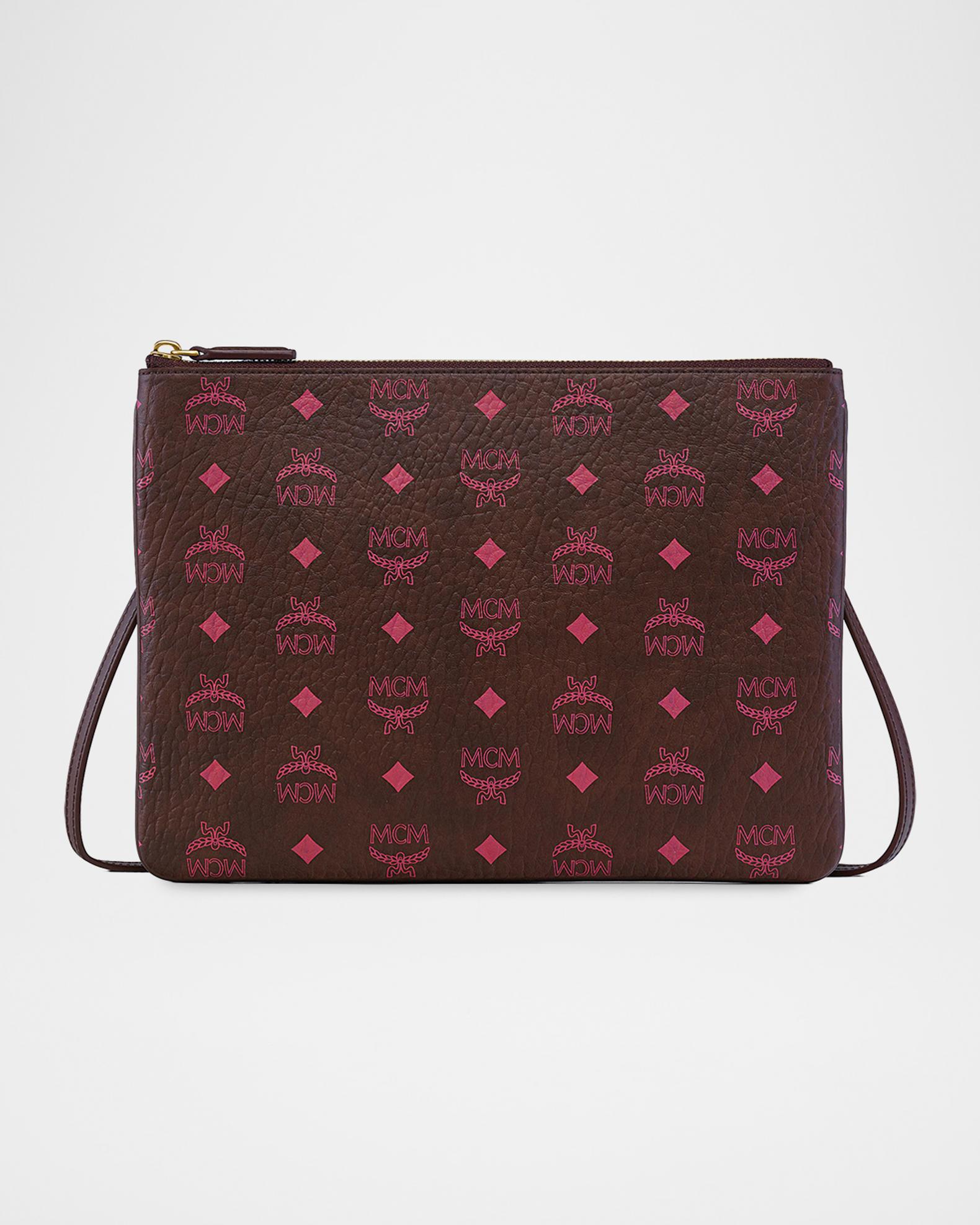 MCM Medium Aren Visetos Flat Crossbody Pouch Bag | Neiman Marcus