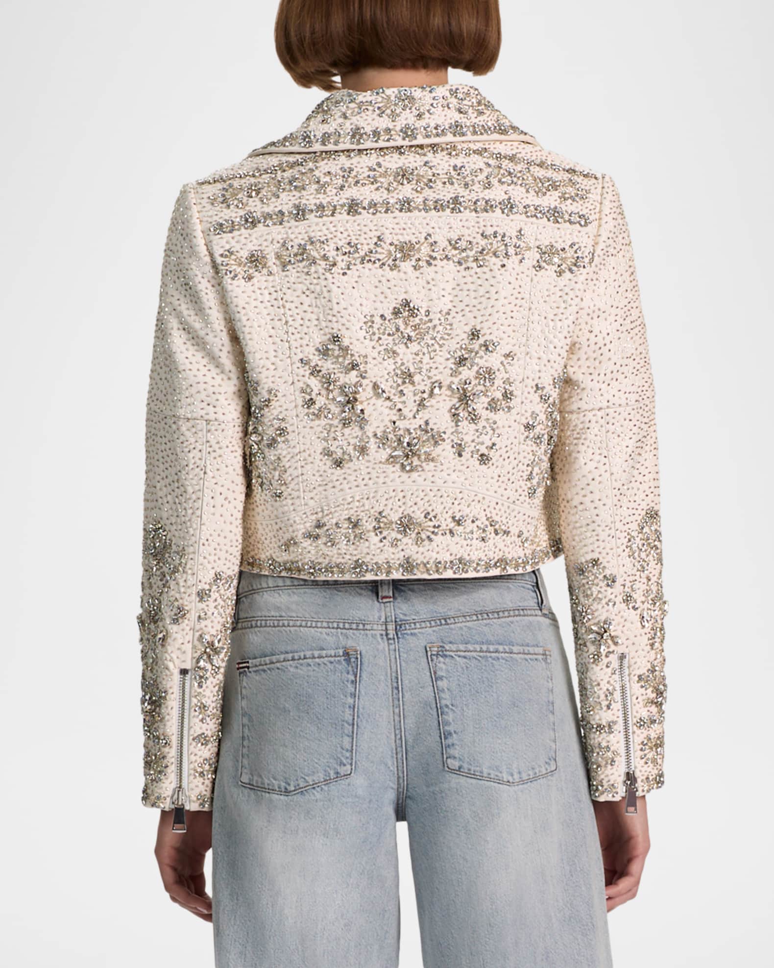 ALICE + OLIVIA Avril Embellished Vegan Leather Jacket | Neiman Marcus